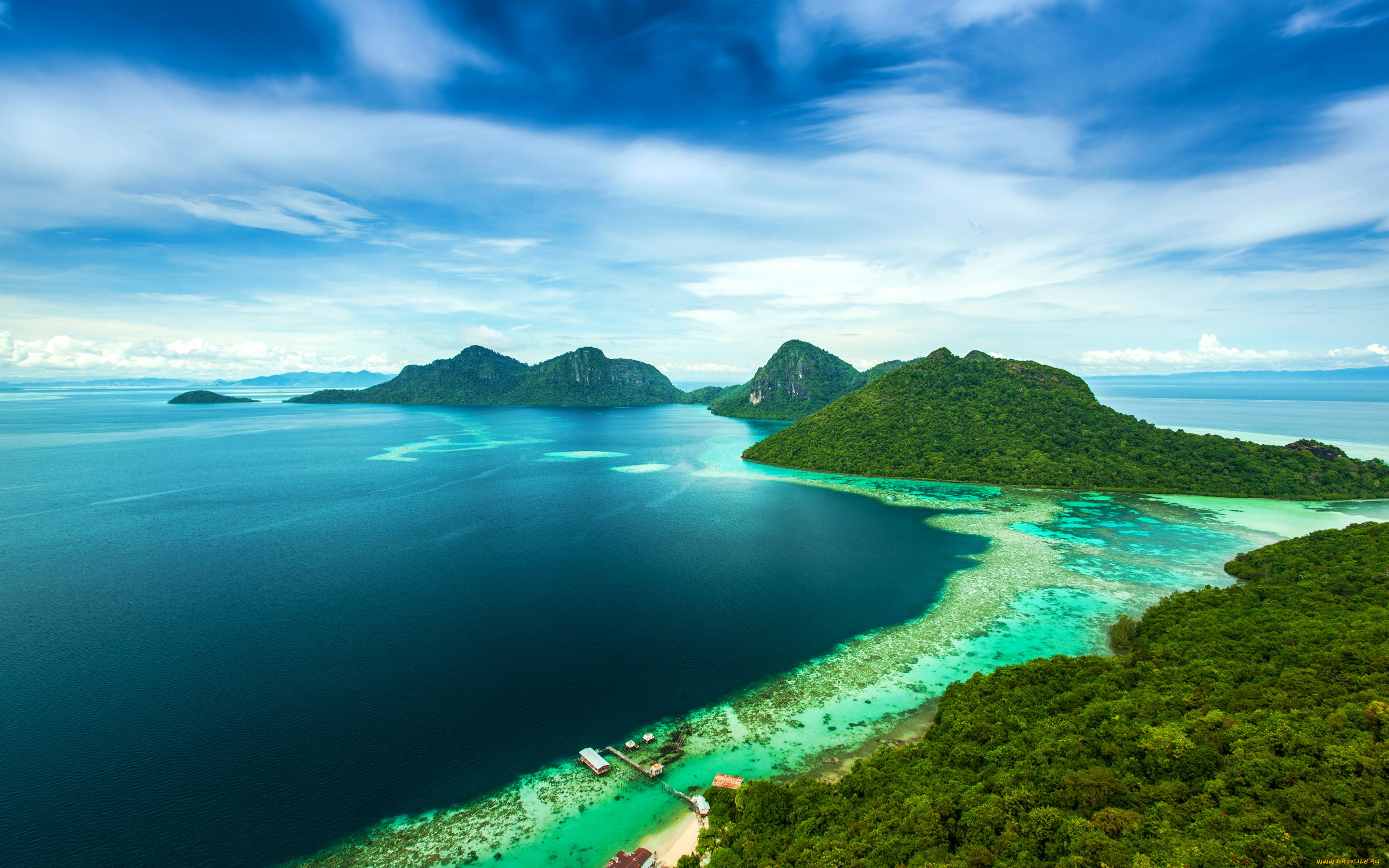 природа, тропики, горы, побережье, море, остров, малайзия, bohey, dulang, island