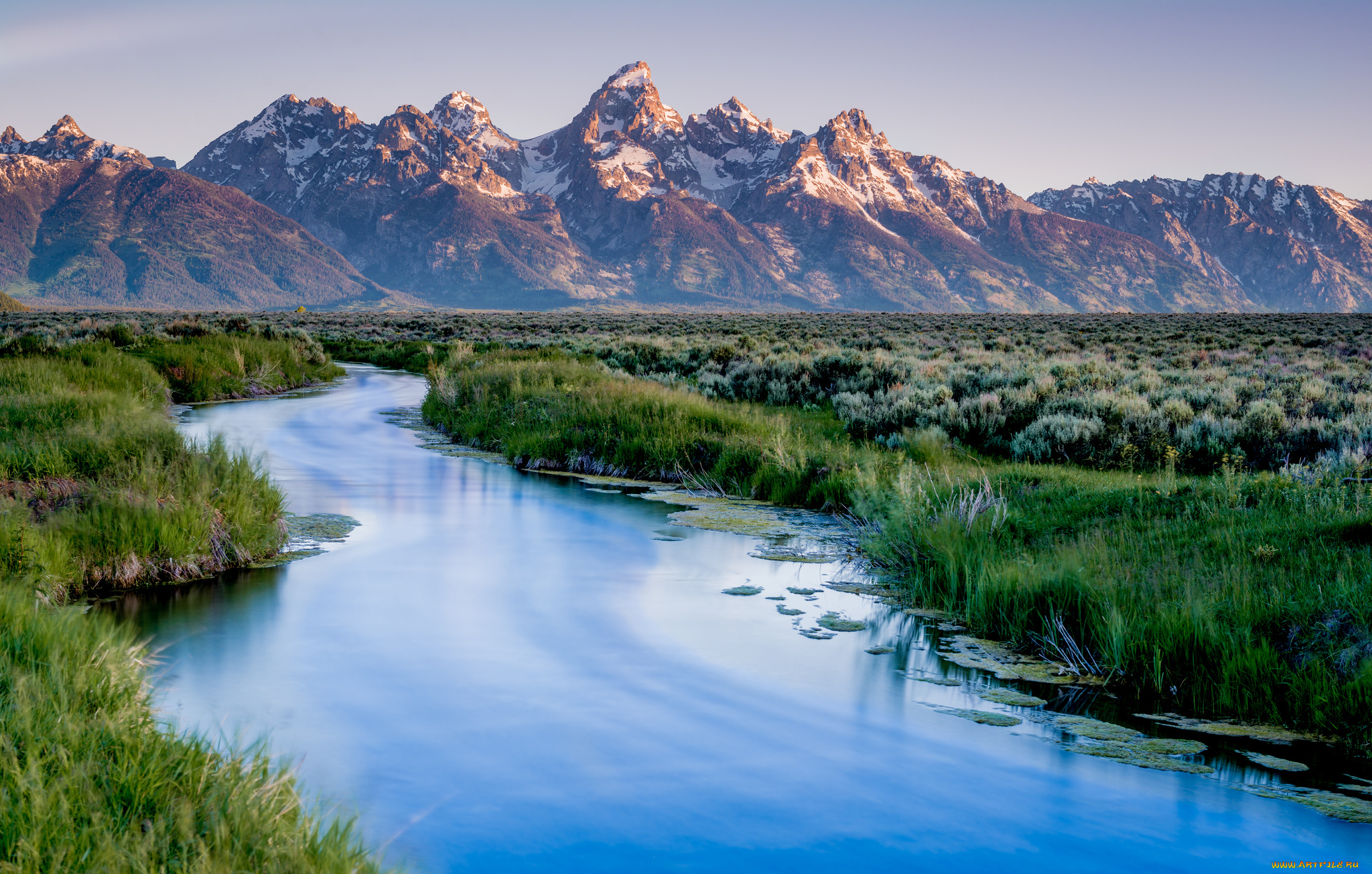 природа, реки, озера, простор, вайоминг, горы, национальный, парк, grand, teton, cша