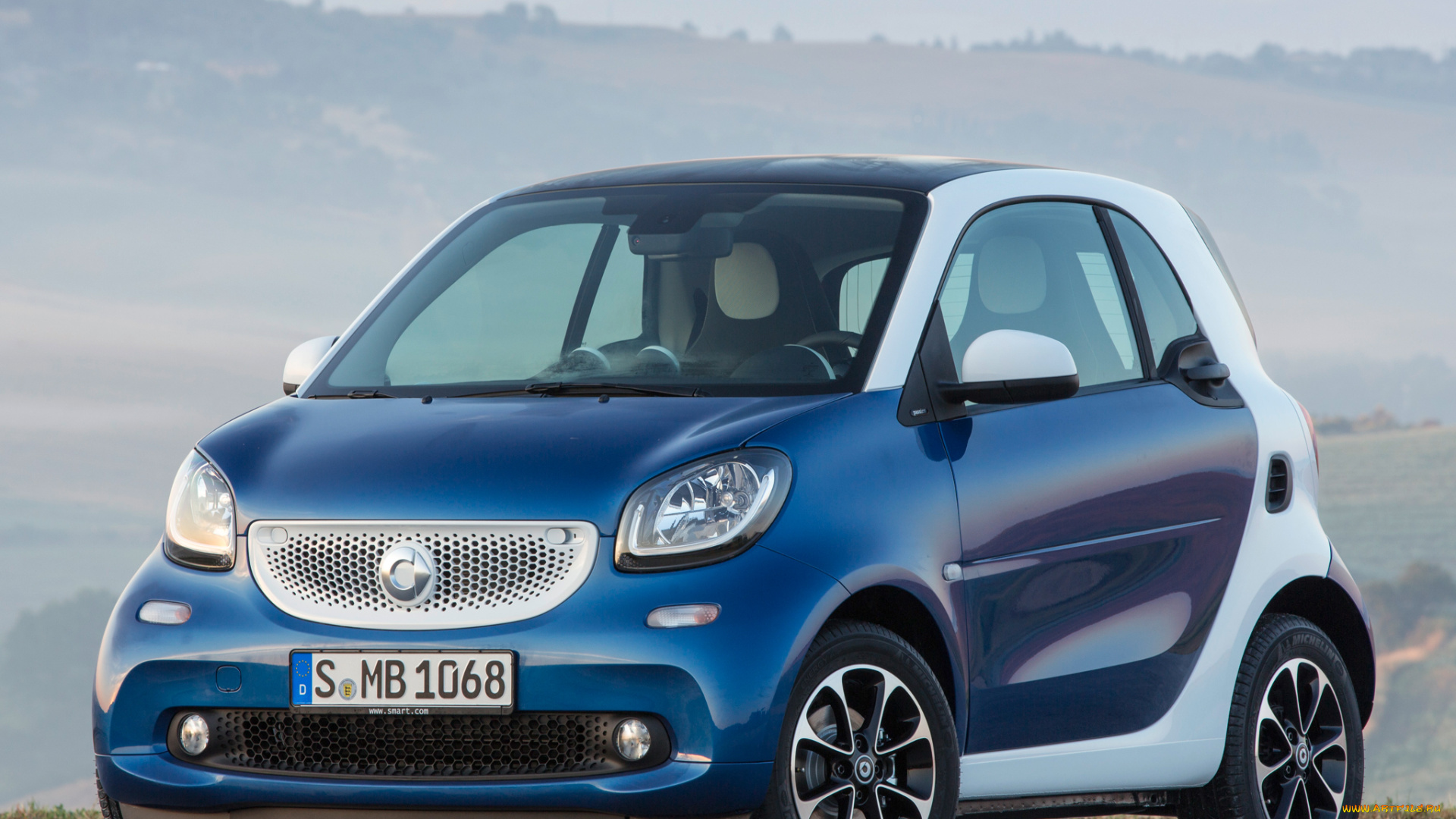 автомобили, smart, синий, 2014г, c453, coupе, passion, fortwo