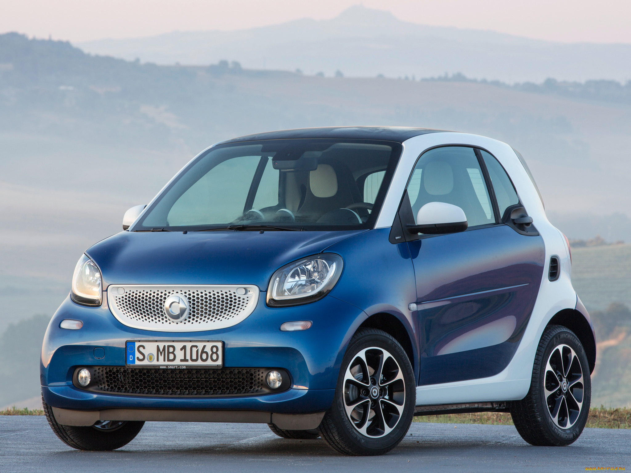 автомобили, smart, синий, 2014г, c453, coupе, passion, fortwo