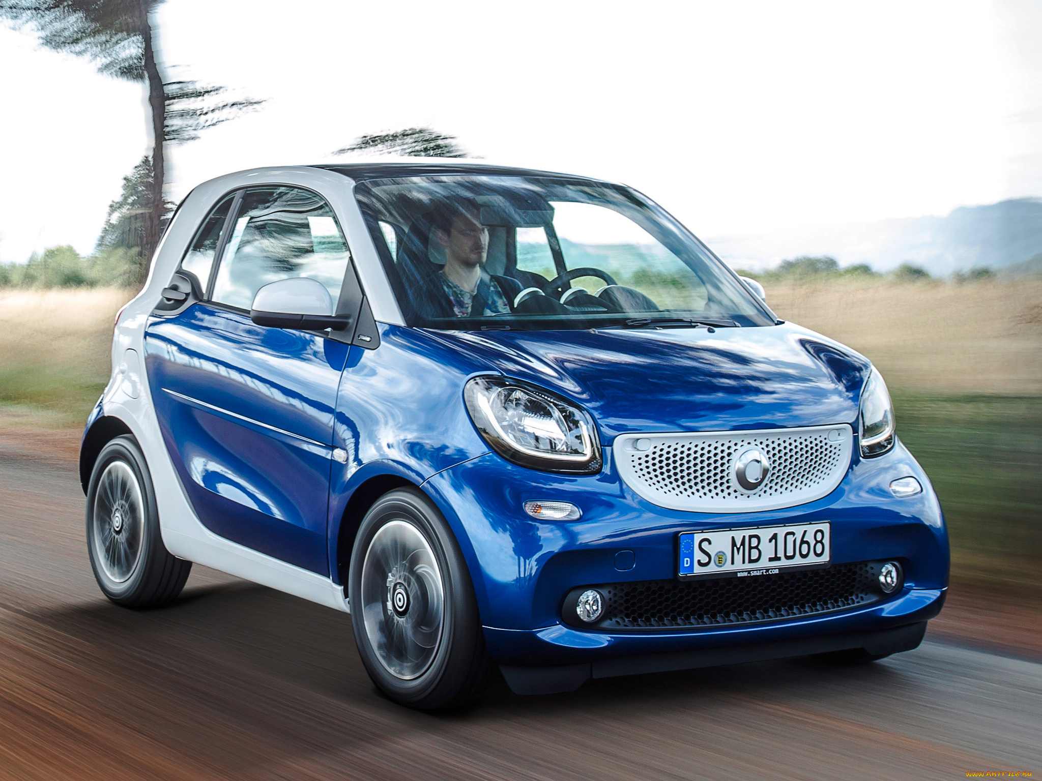 автомобили, smart, синий, 2014г, c453, coupе, passion, fortwo