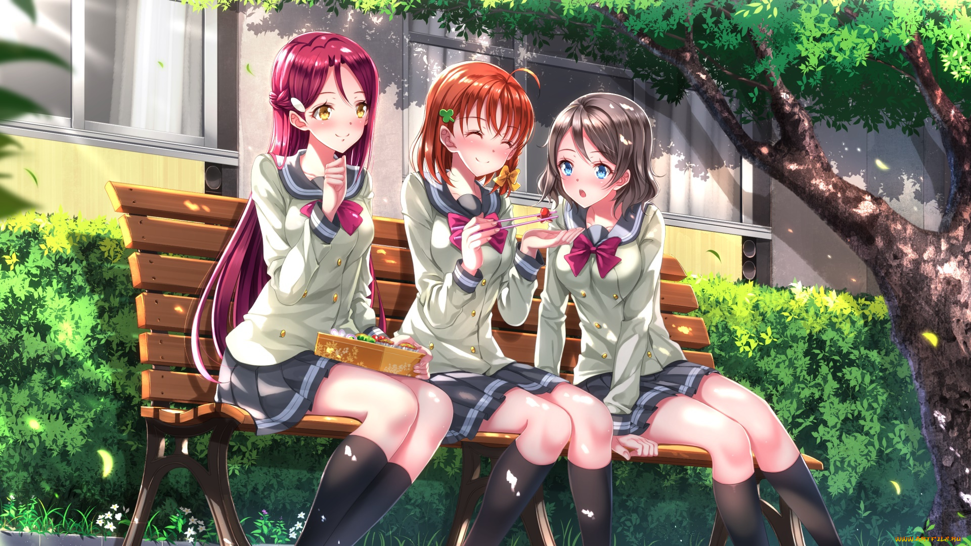 аниме, love, live, , school, idol, project, взгляд, фон, девушки