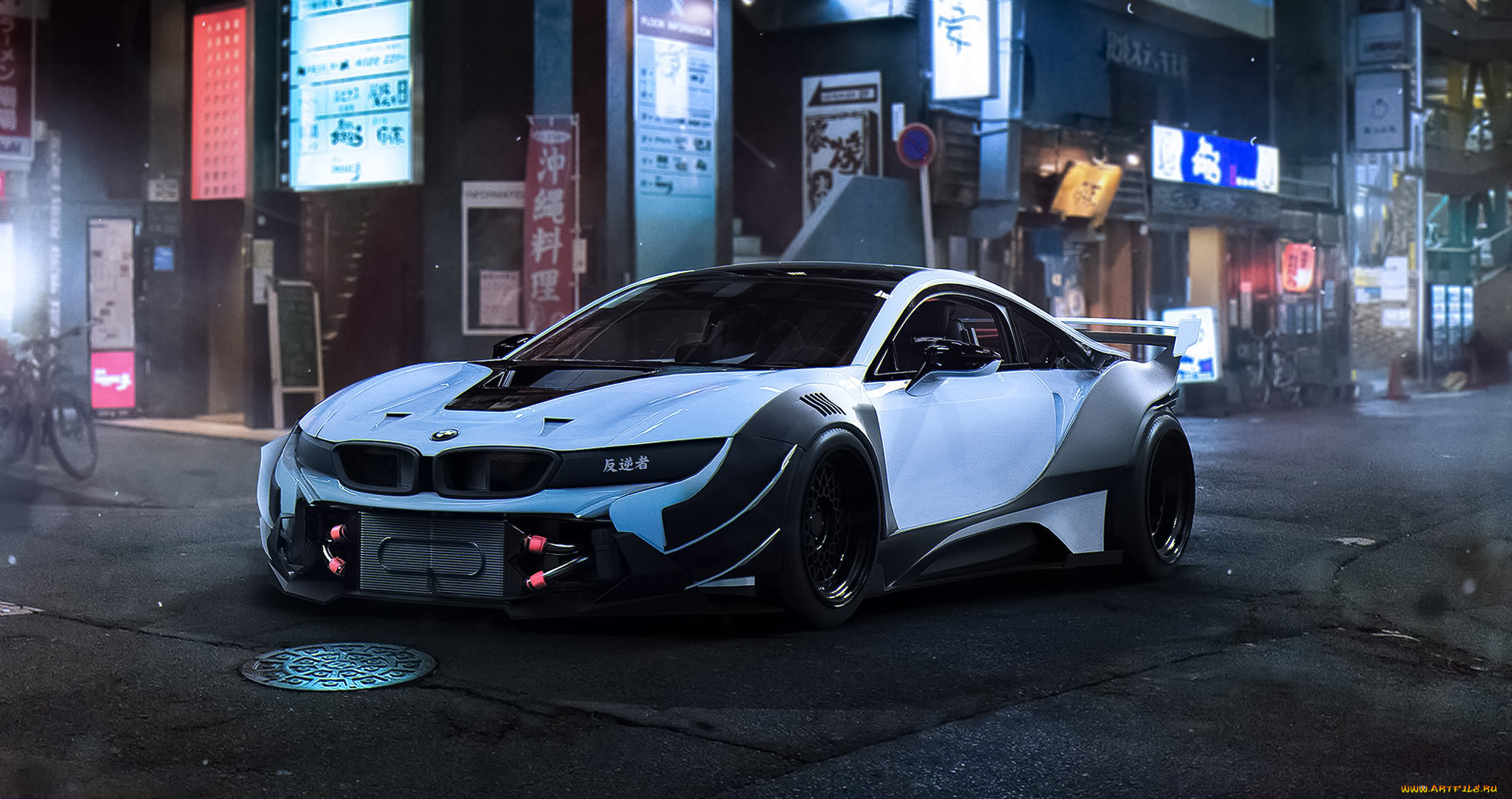 автомобили, виртуальный, тюнинг, city, night, car, by, khyzyl, saleem, bmw, race, future, tuning, white, i8