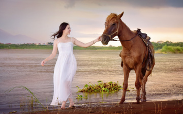 Картинка девушки -unsort+ азиатки лошадь девушка