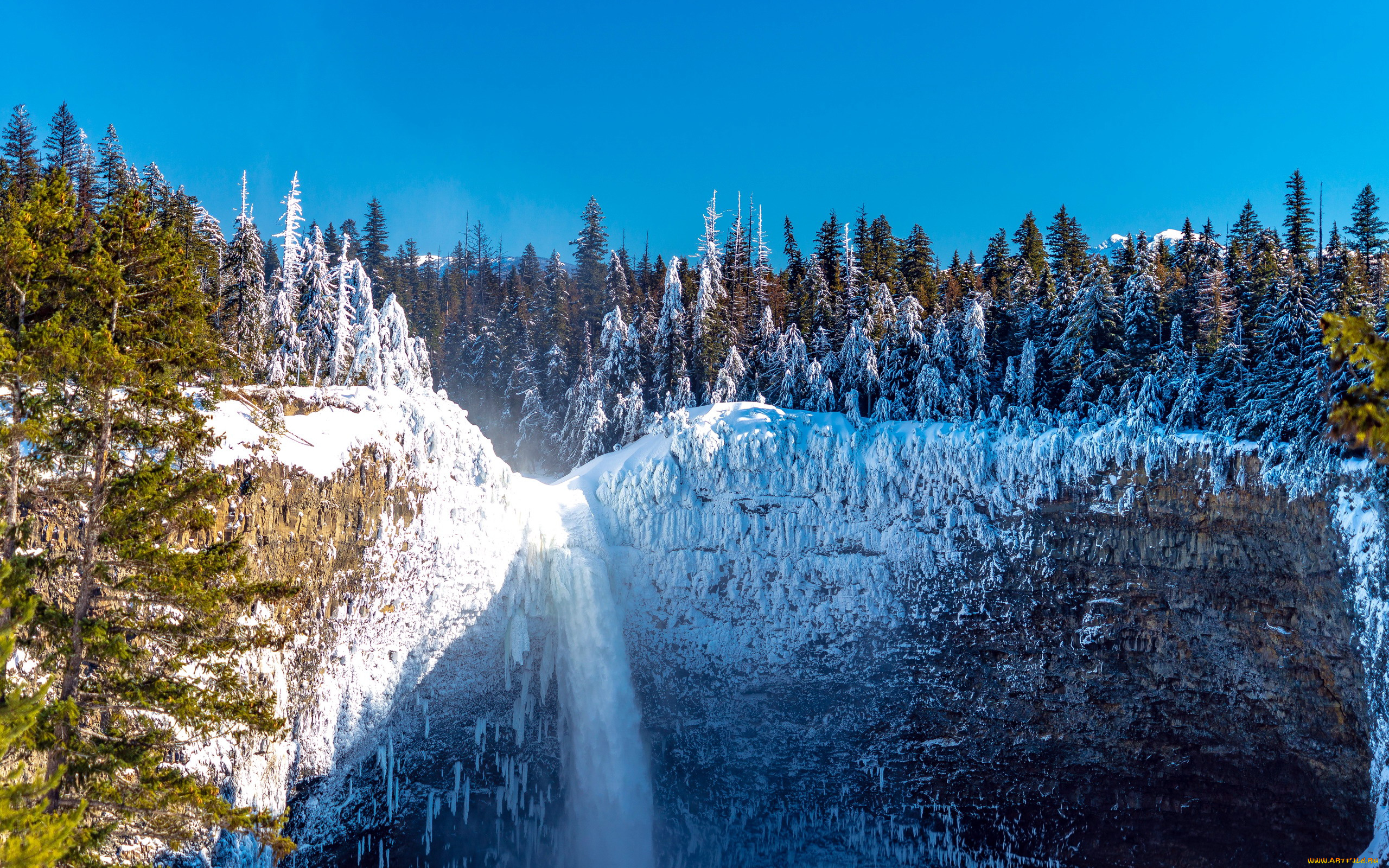 природа, водопады, зима, водопад, замерзший