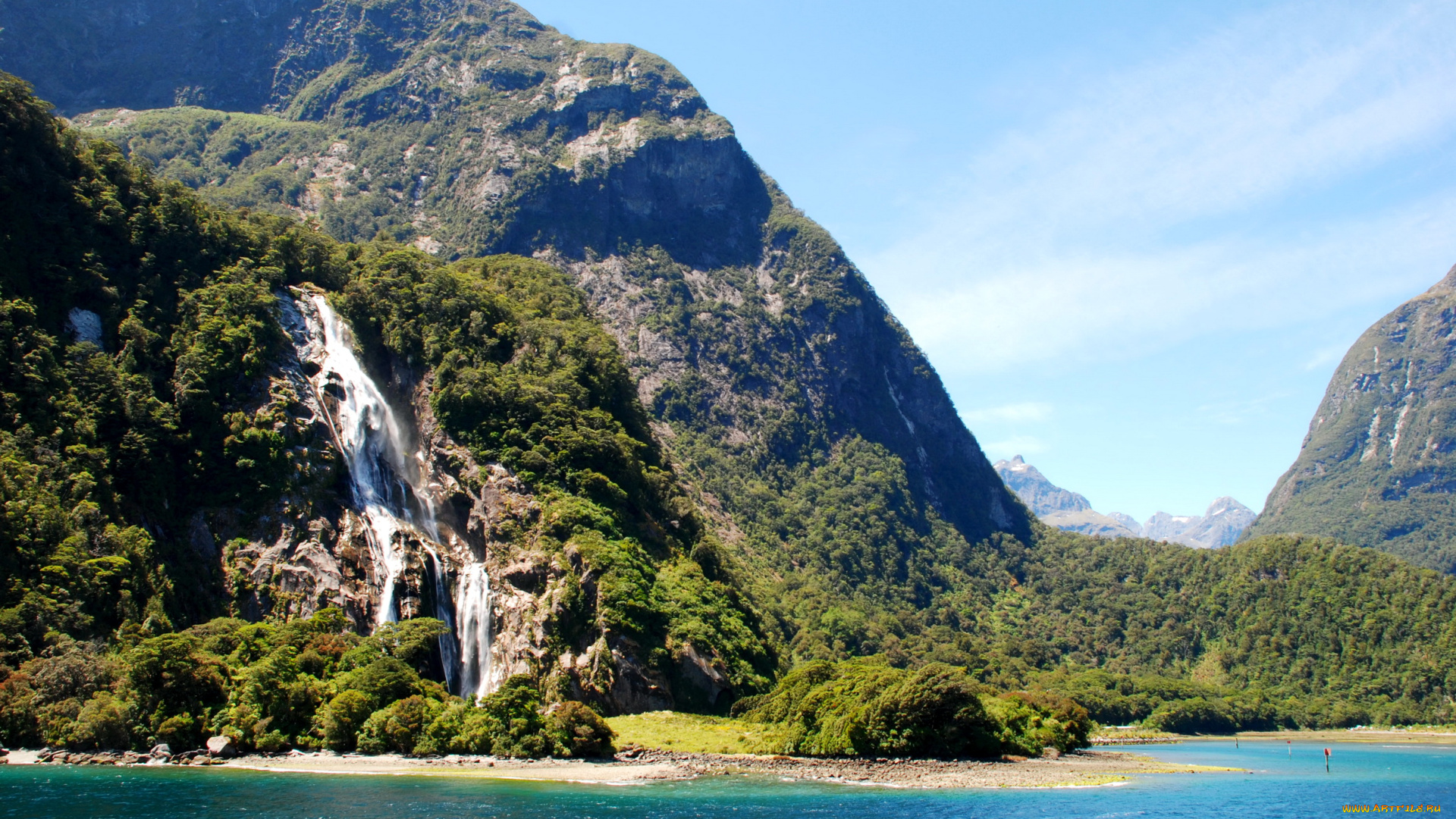 fiordland, national, park, новая, зеландия, природа, горы, река