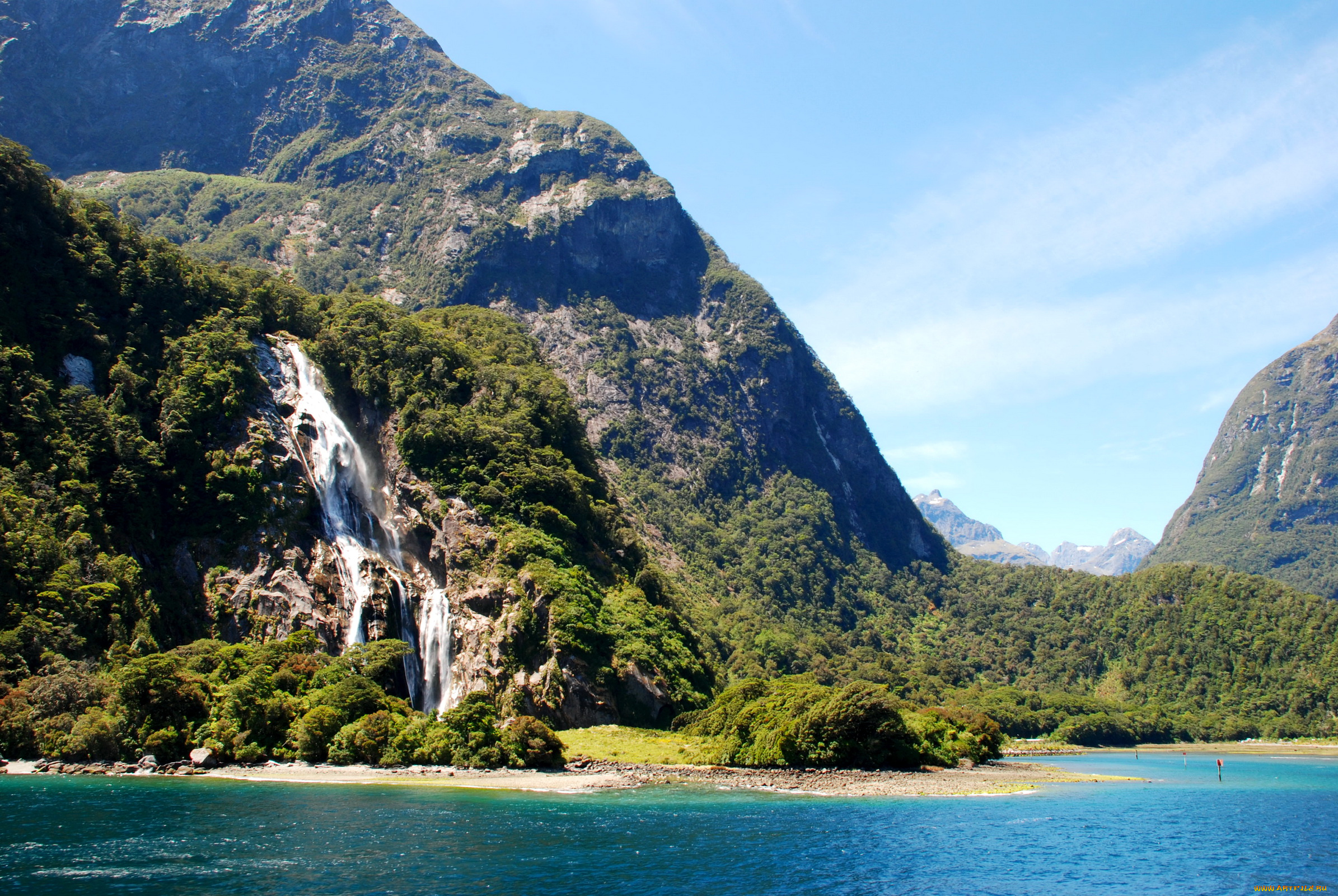fiordland, national, park, новая, зеландия, природа, горы, река