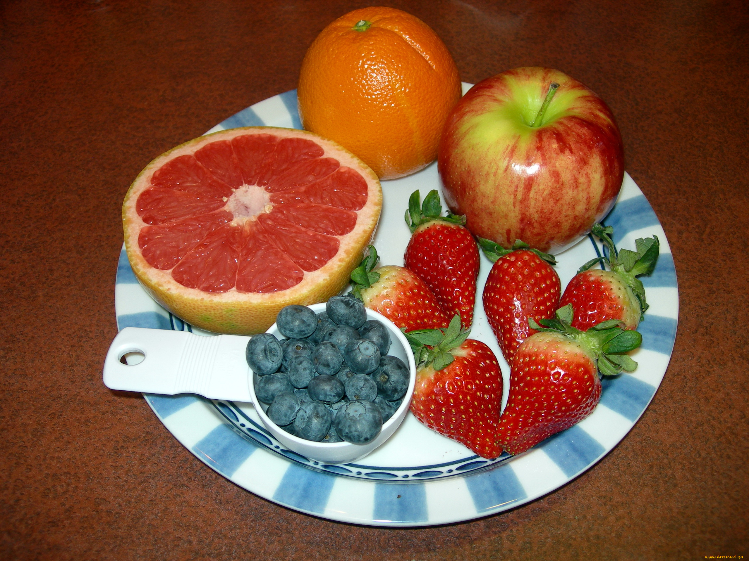 еда, фрукты, ягоды, клубника, черника, яблоко