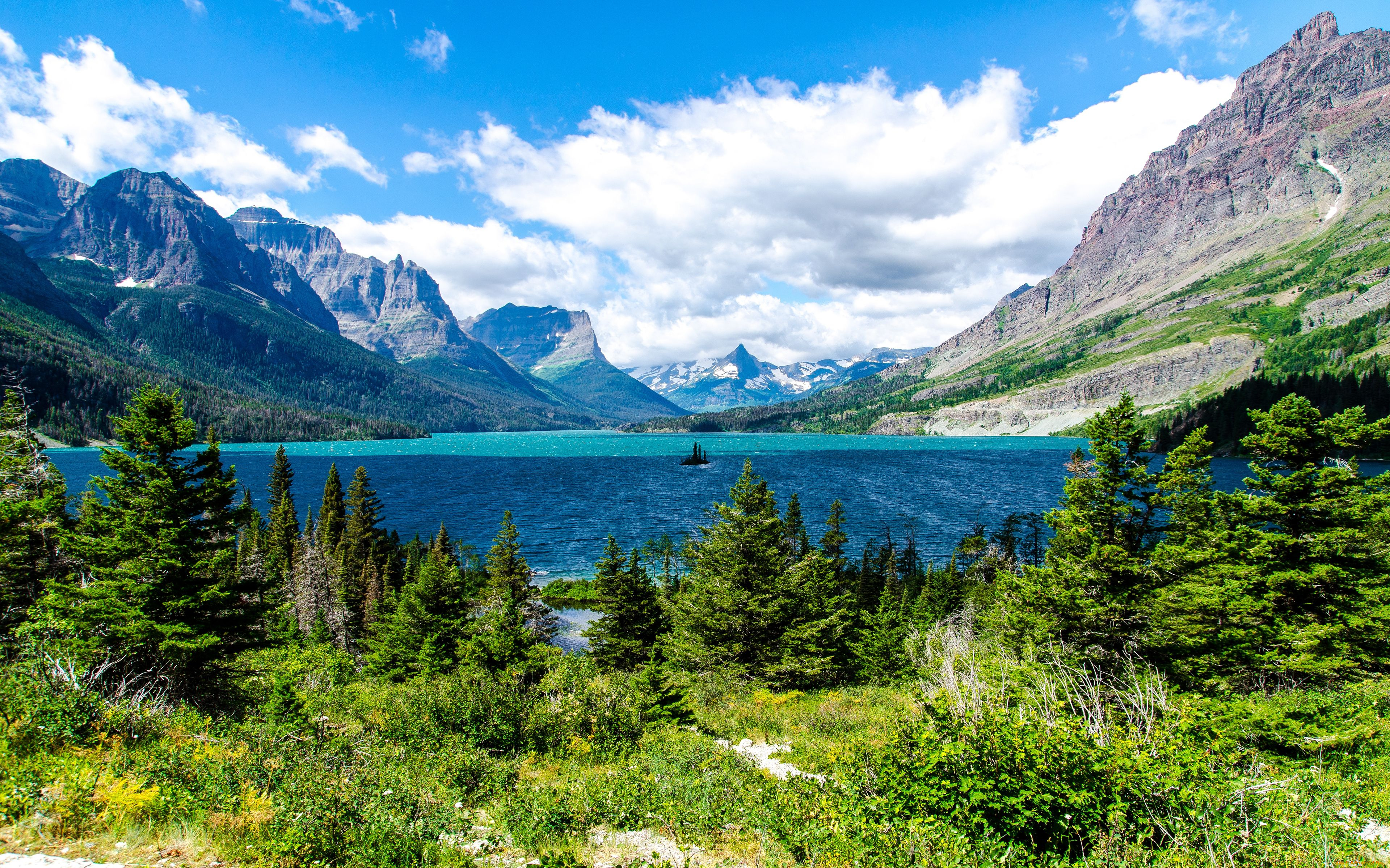 saint, mary, lake, glacier, national, park, природа, реки, озера, озеро, горы, ели, пейзаж