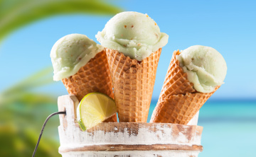 Картинка еда мороженое +десерты ломтик рожок лайм вафельный