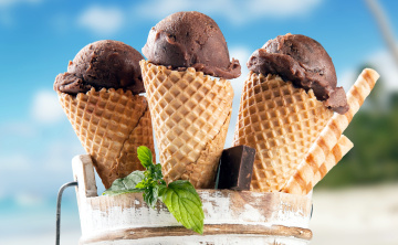 Картинка еда мороженое +десерты рожок вафельный шоколадный мята