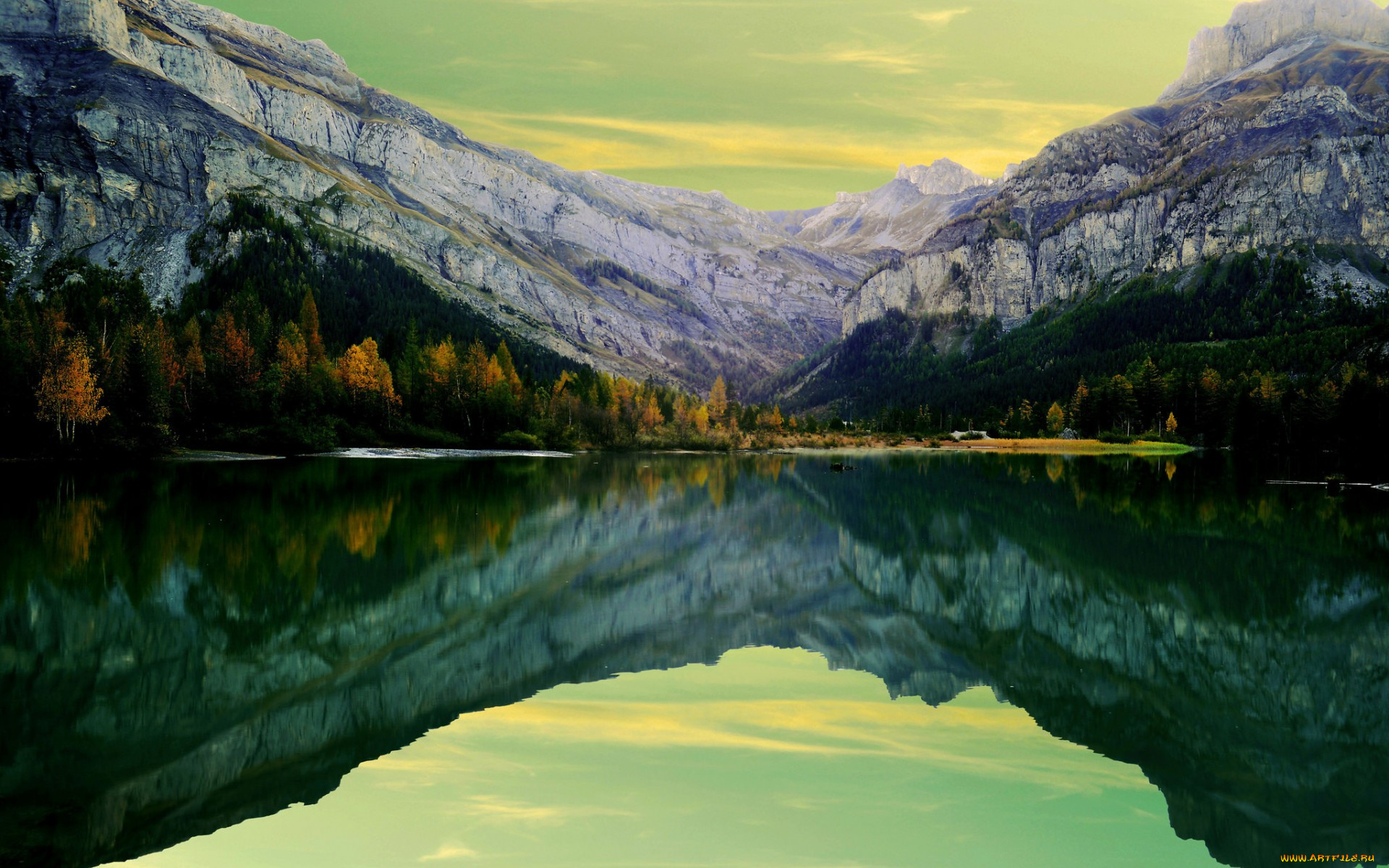 природа, реки, озера, деревья, горы, отражение, озеро, осень