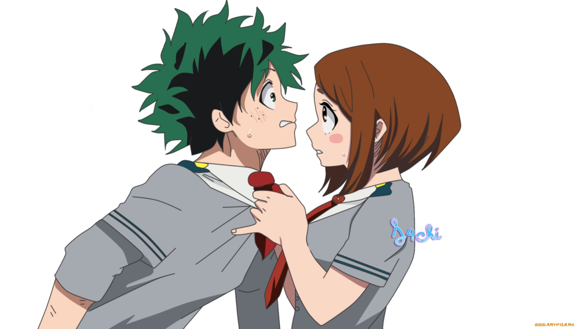 аниме, boku, no, hero, academia, изуку, очако