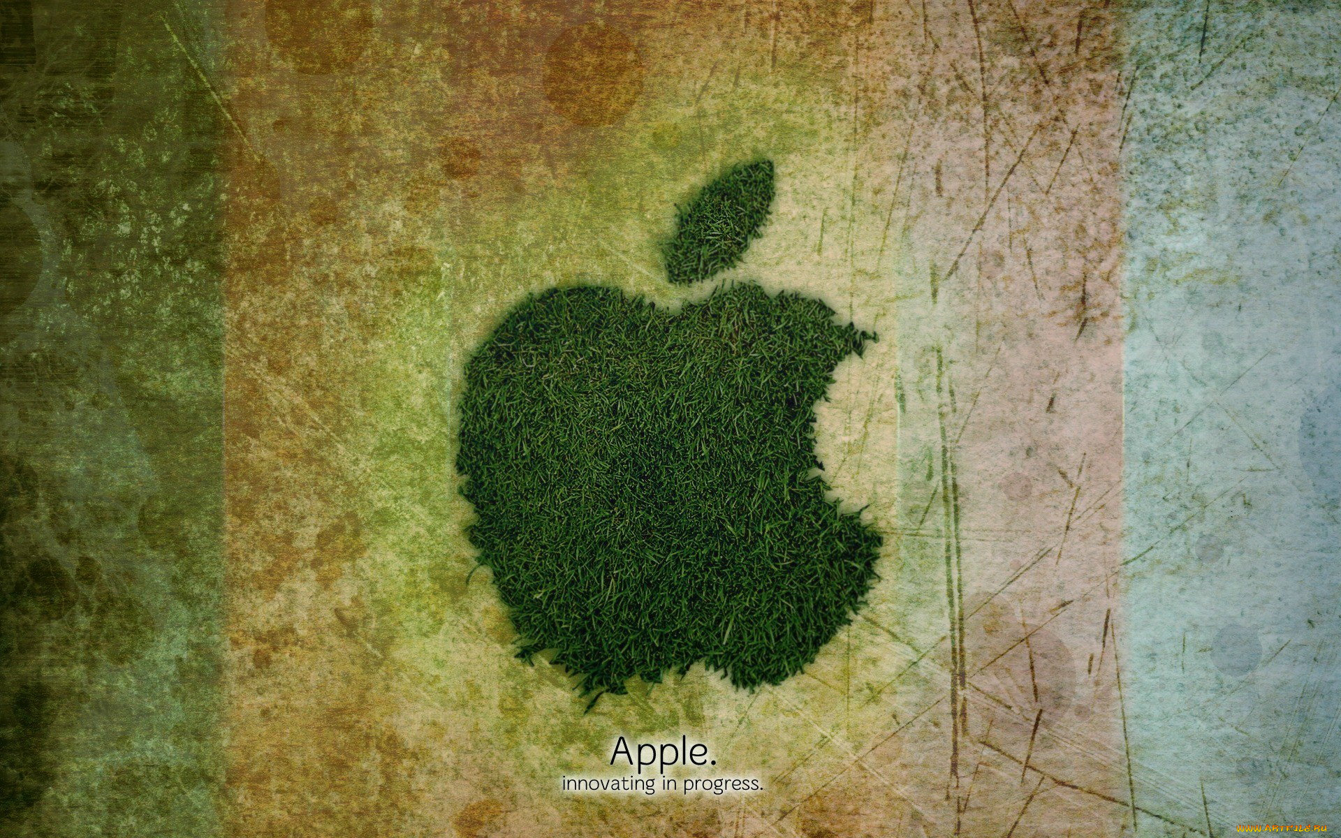 компьютеры, apple, яблуко, трава