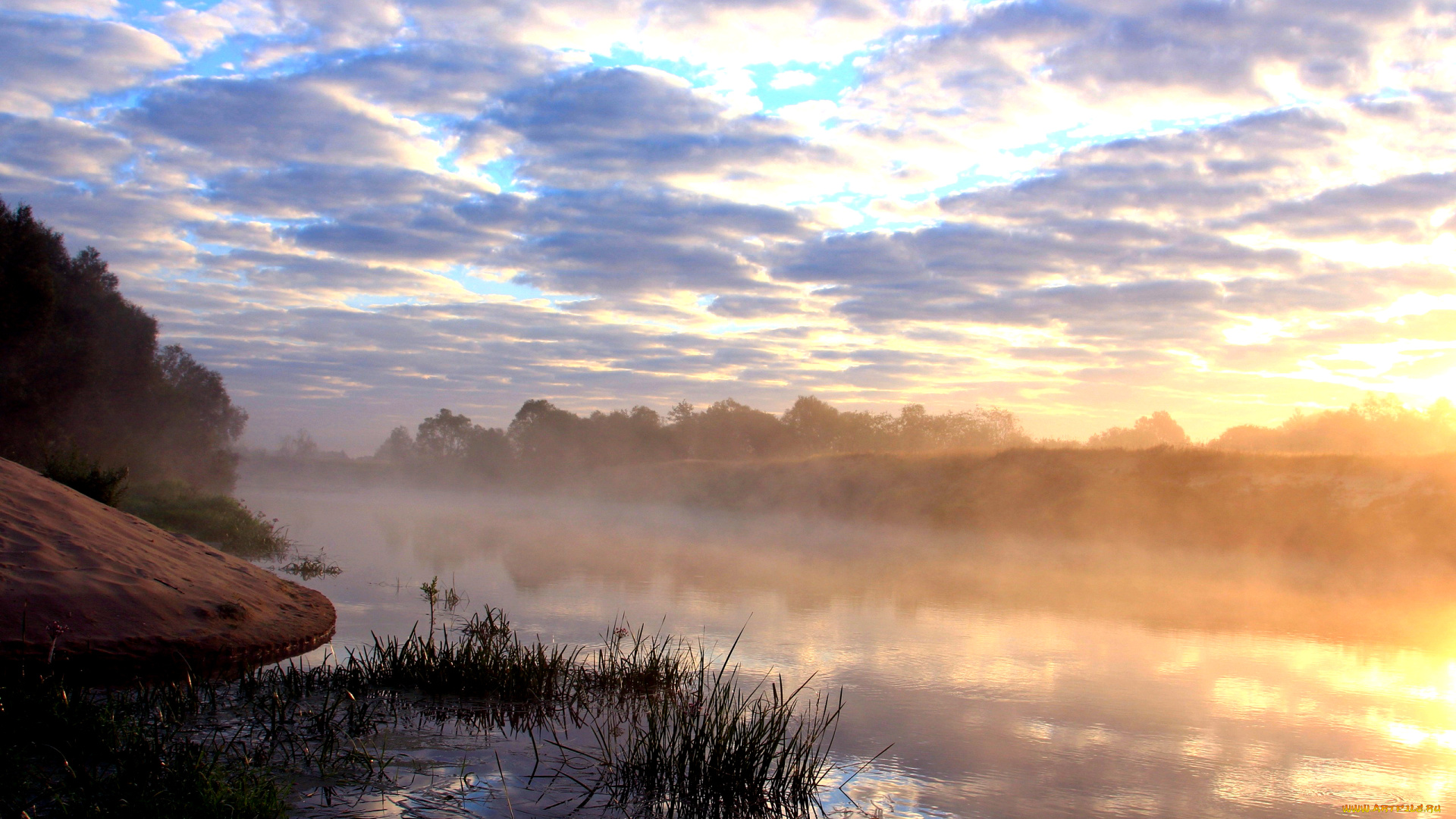 early, morning, природа, реки, озера, утро, река, туман
