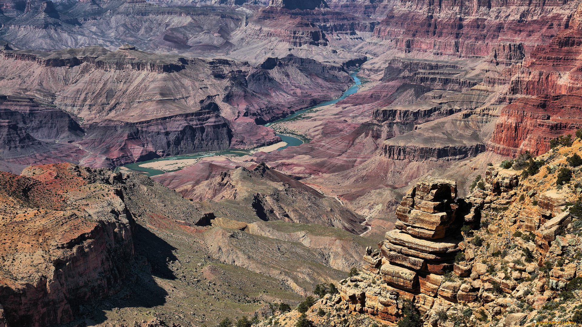 природа, горы, river, arizona, grand, canyon, rocks