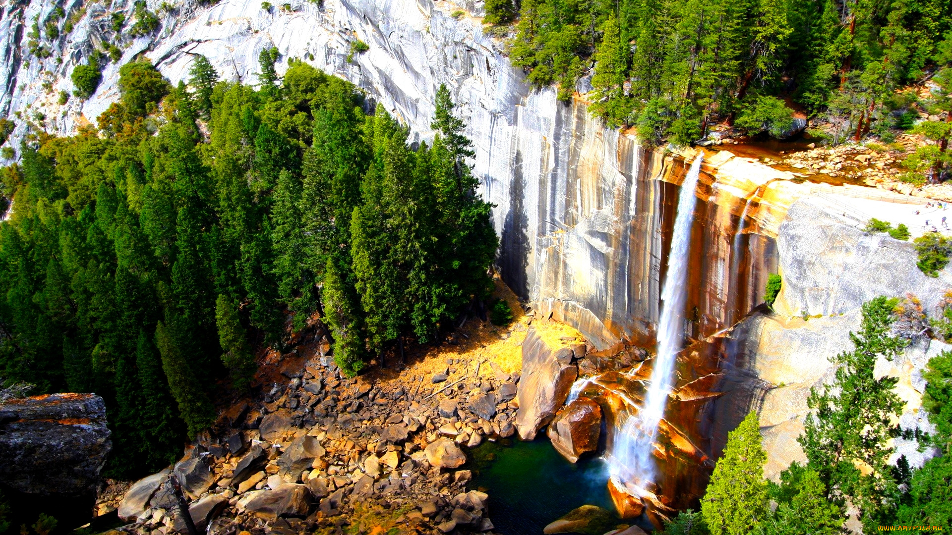 rocky, mountain, falls, природа, водопады, горы, водопад, скалы