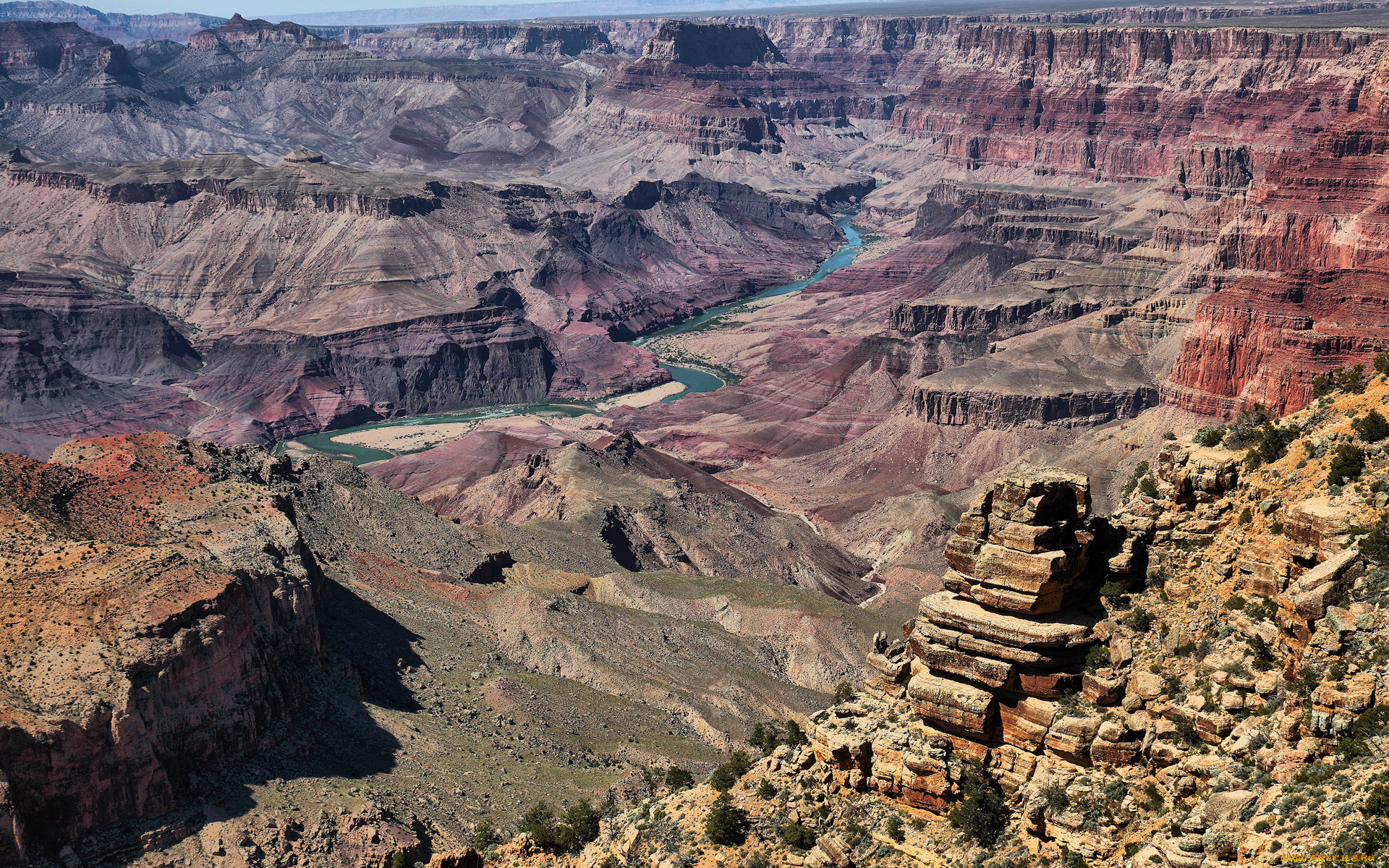 природа, горы, river, arizona, grand, canyon, rocks