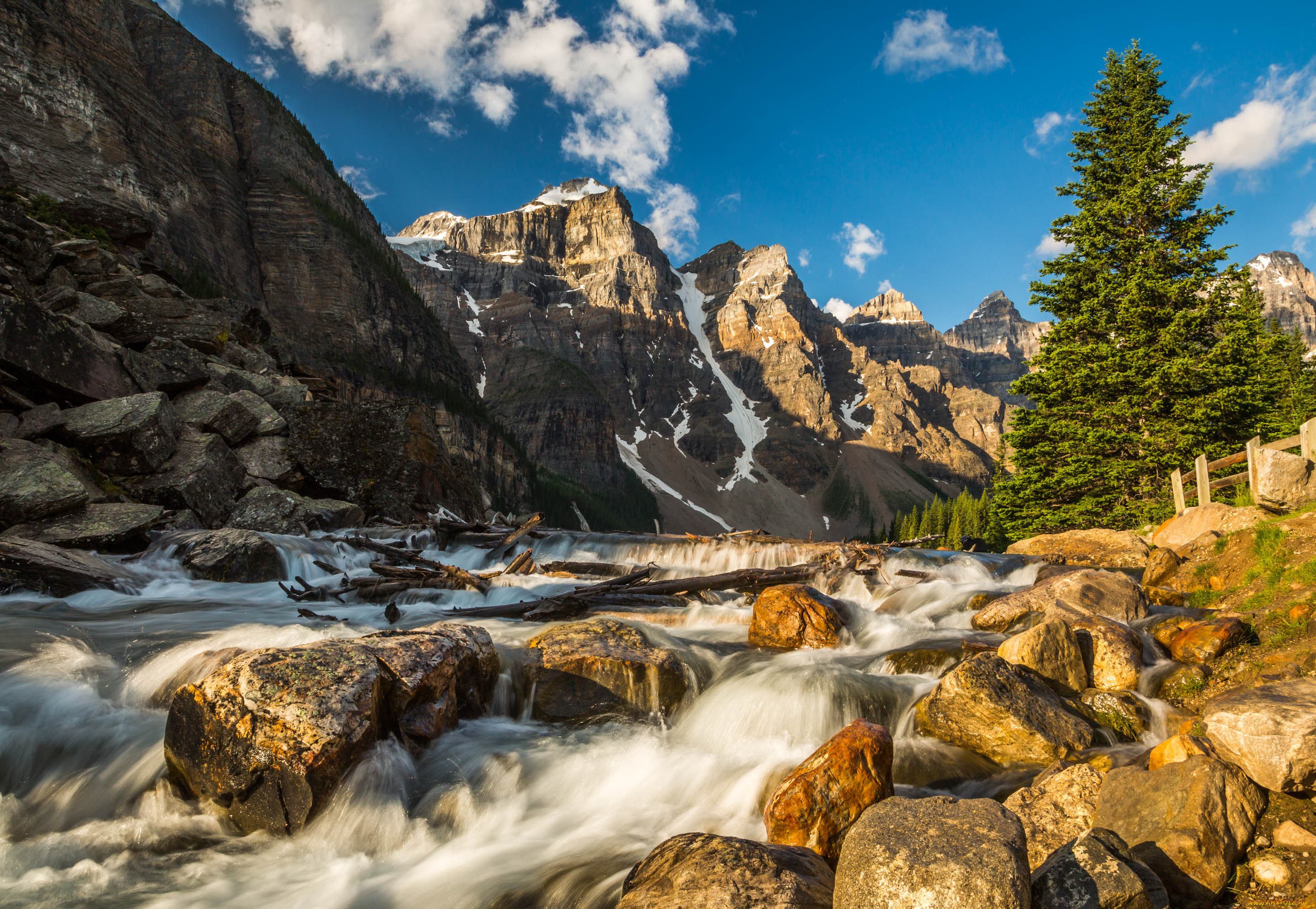 природа, горы, valley, of, the, ten, peaks, скалы, камни, горная, река