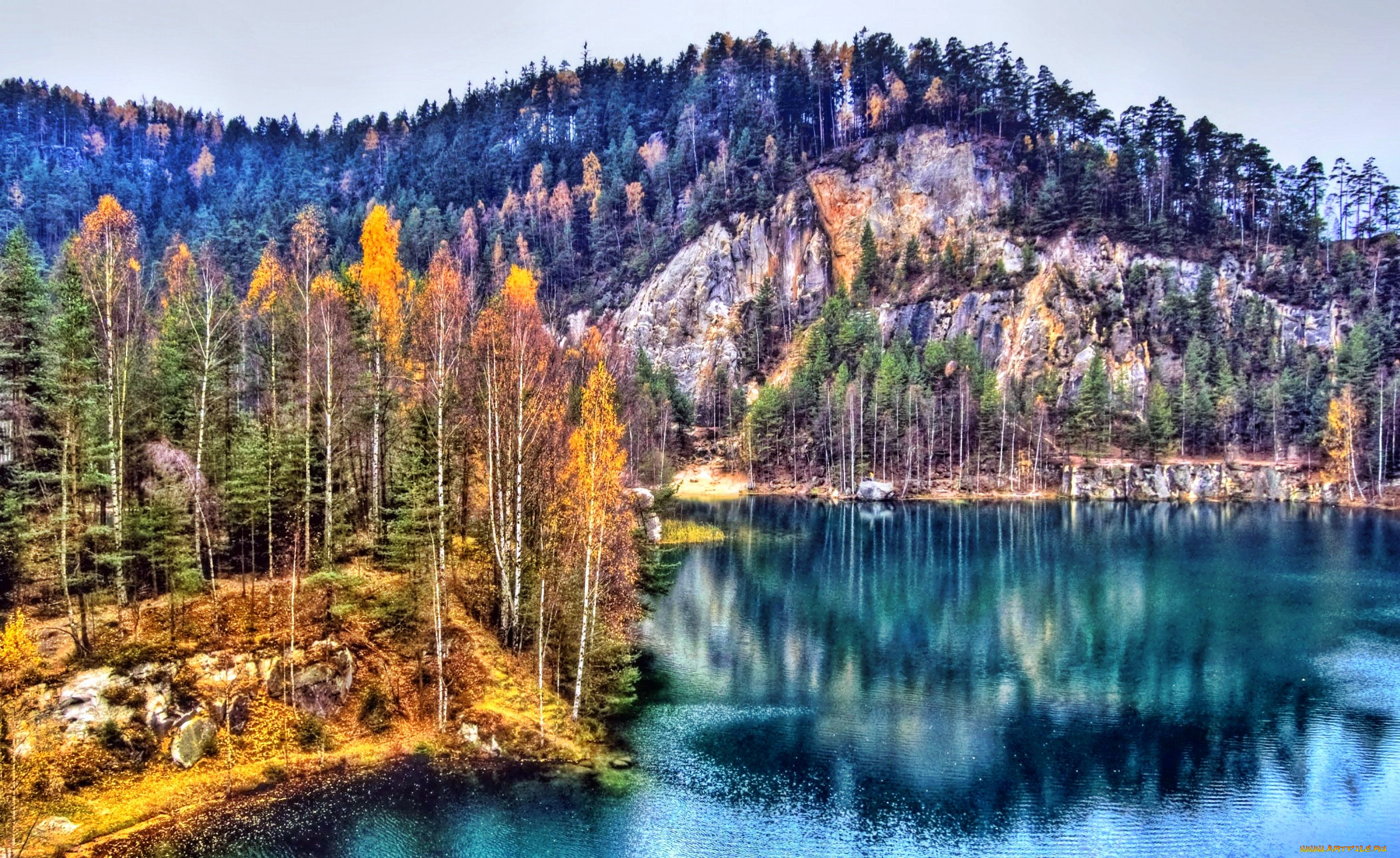 природа, реки, озера, краски, лес, озеро, осень, горы