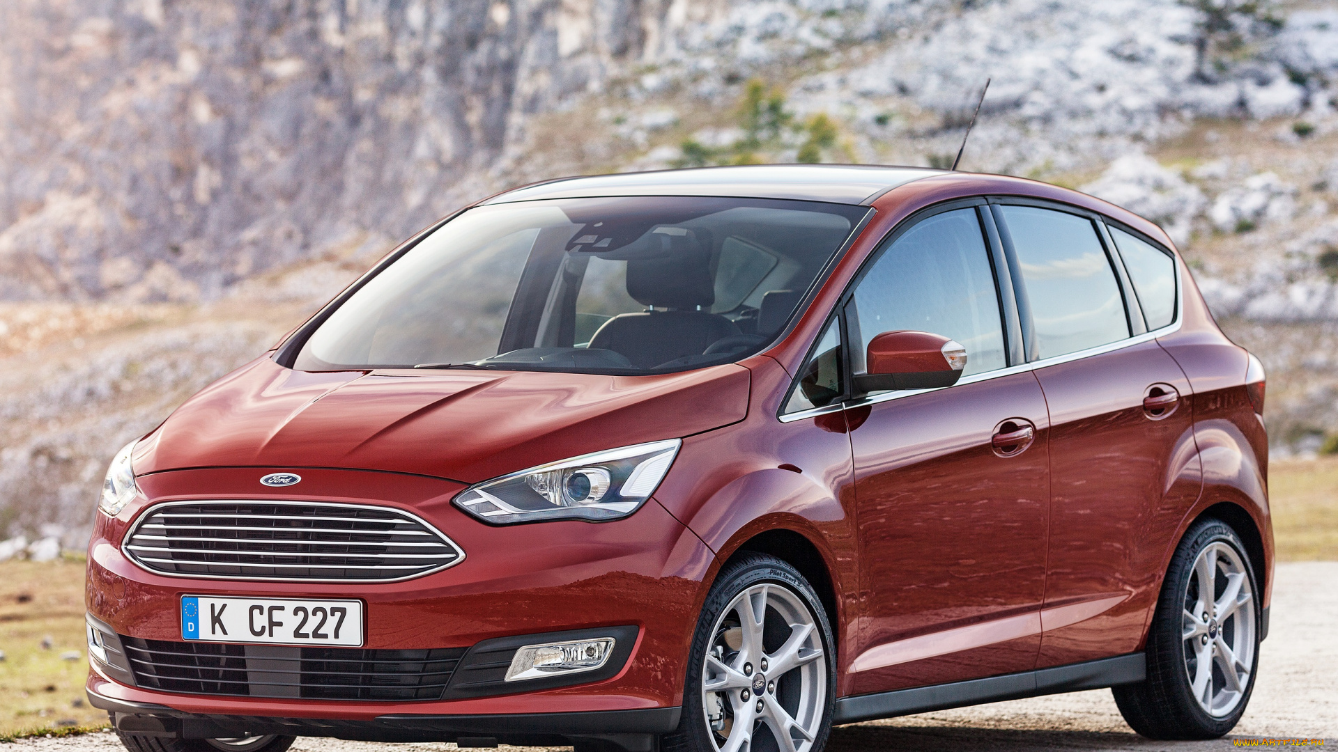 автомобили, ford, красный, 2015г, c-max