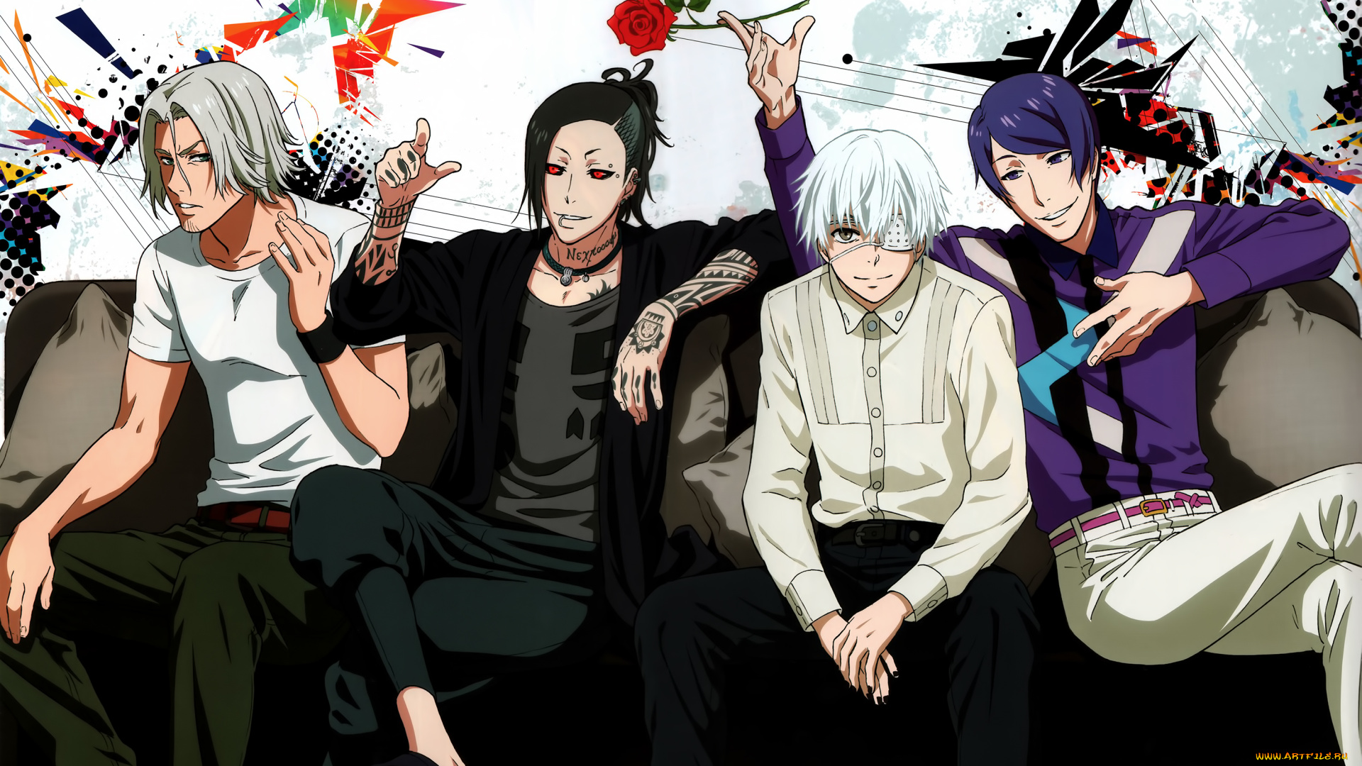 аниме, tokyo, ghoul, art, tsukiyama, shu, kaneki, ken, uta, yomo, renji, токийский, гуль, tokyo, ghoul