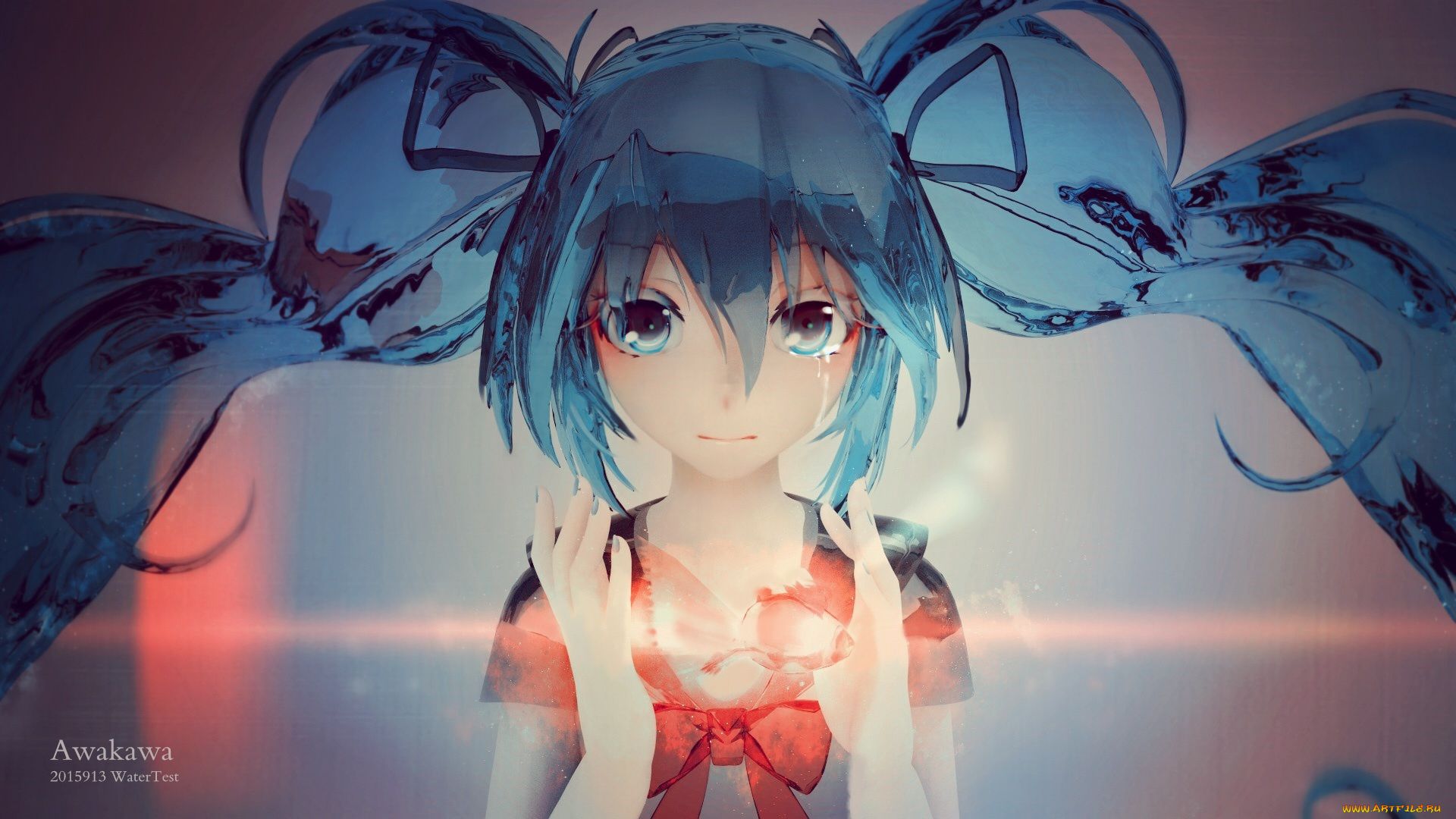 аниме, vocaloid, взгляд, девочка, арт, awakawayui, hatsune, miku