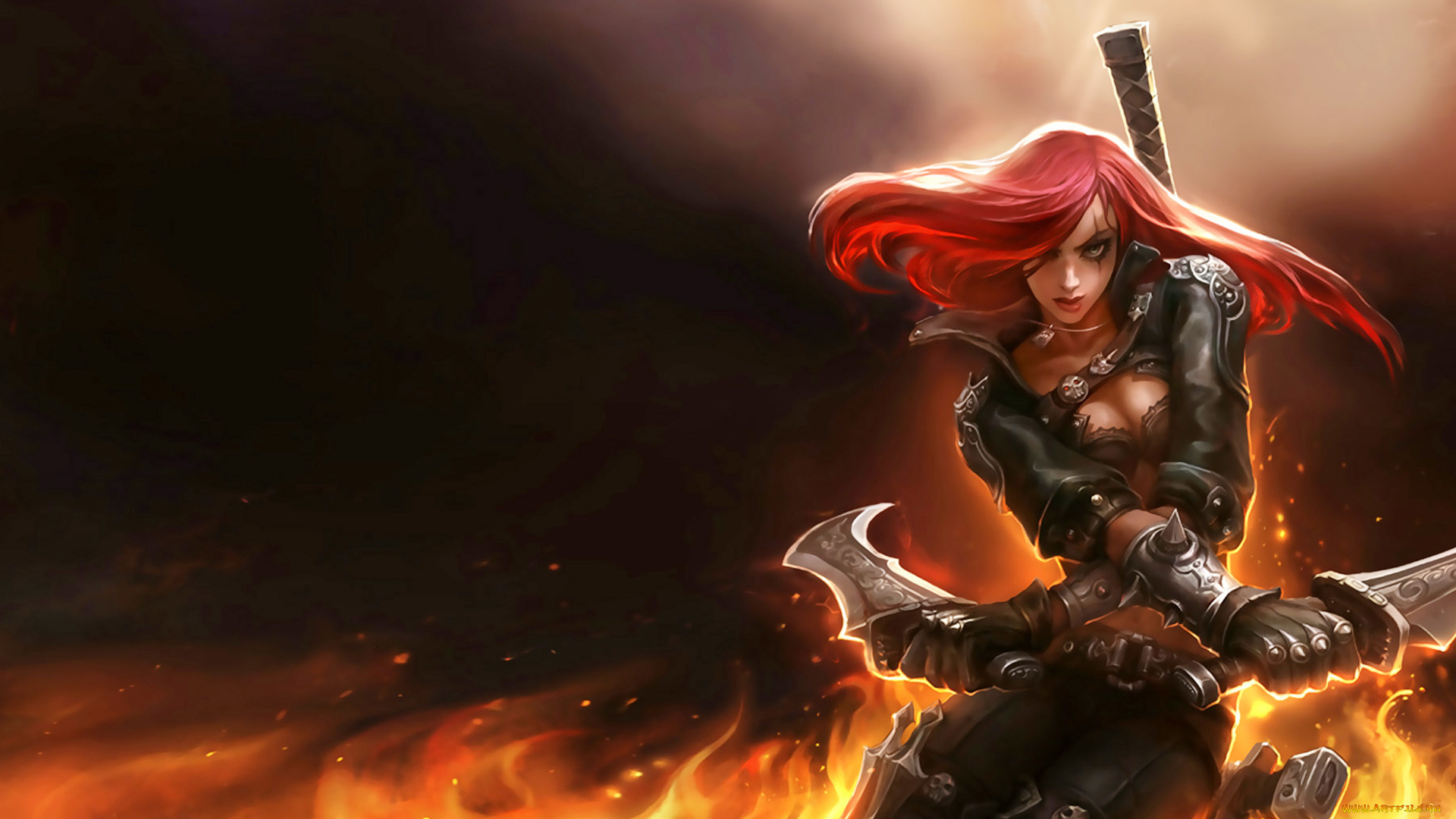 league, of, legends, видео, игры, взгляд, фон, оружие, девушка, katarina