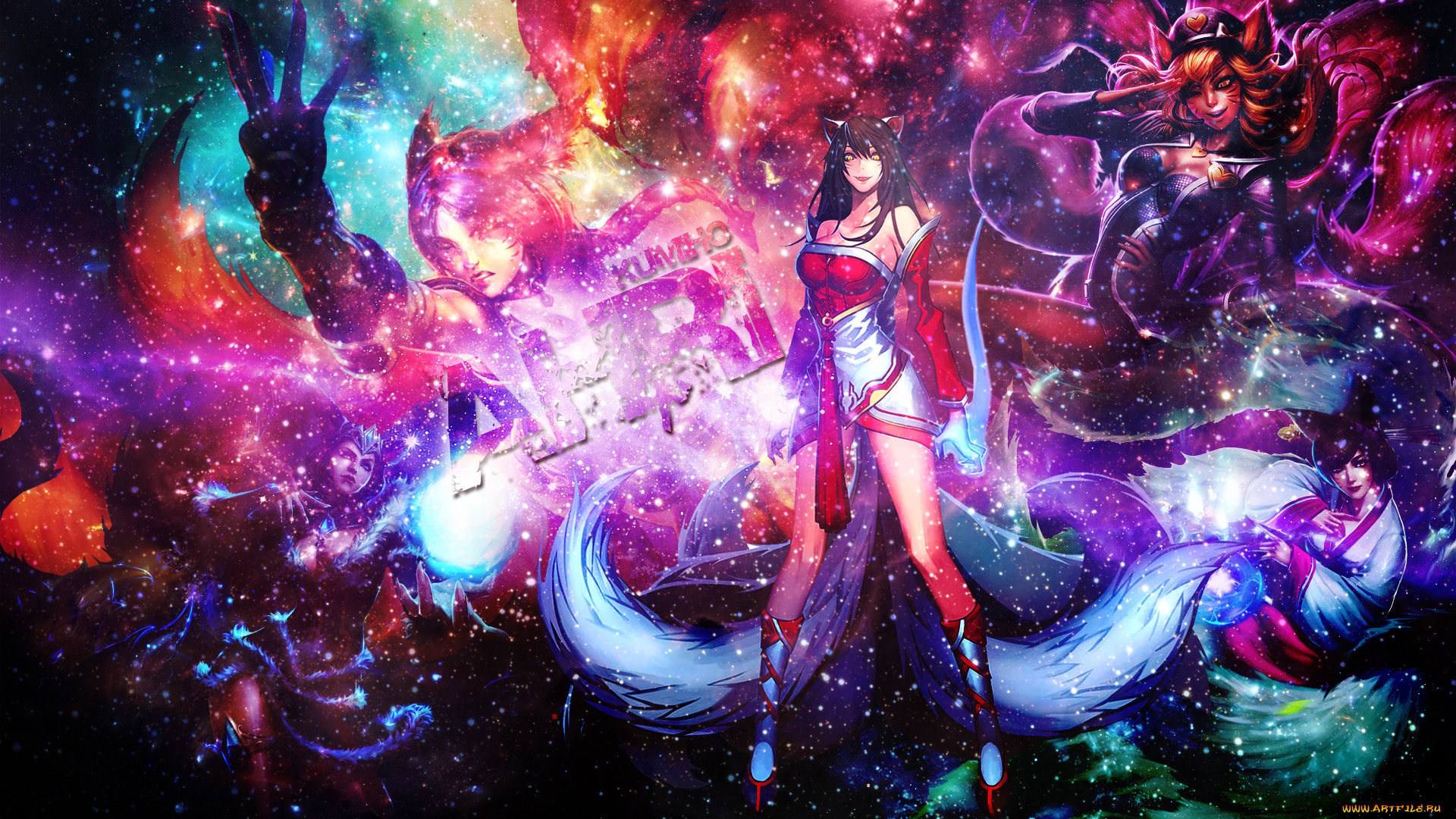 видео, игры, league, of, legends, арт, девушки, ahri