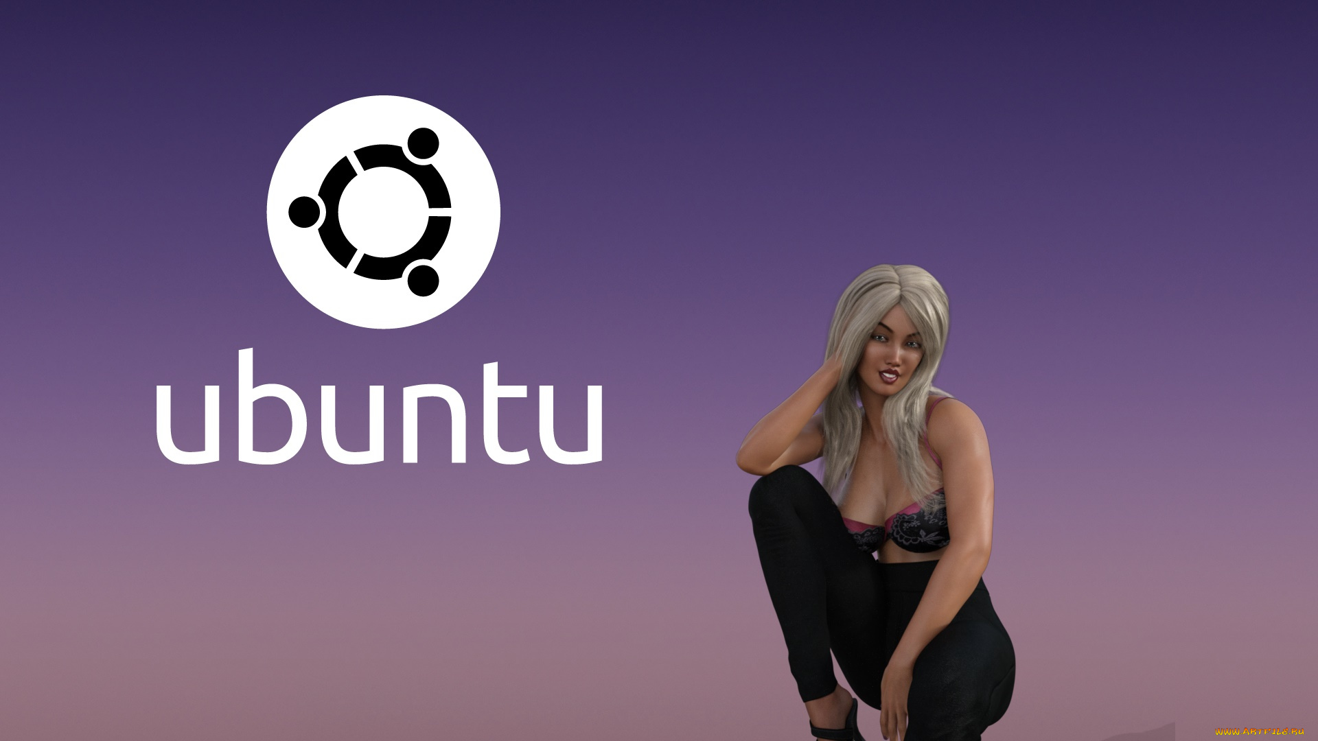 компьютеры, ubuntu, linux, девушка, взгляд, фон, логотип