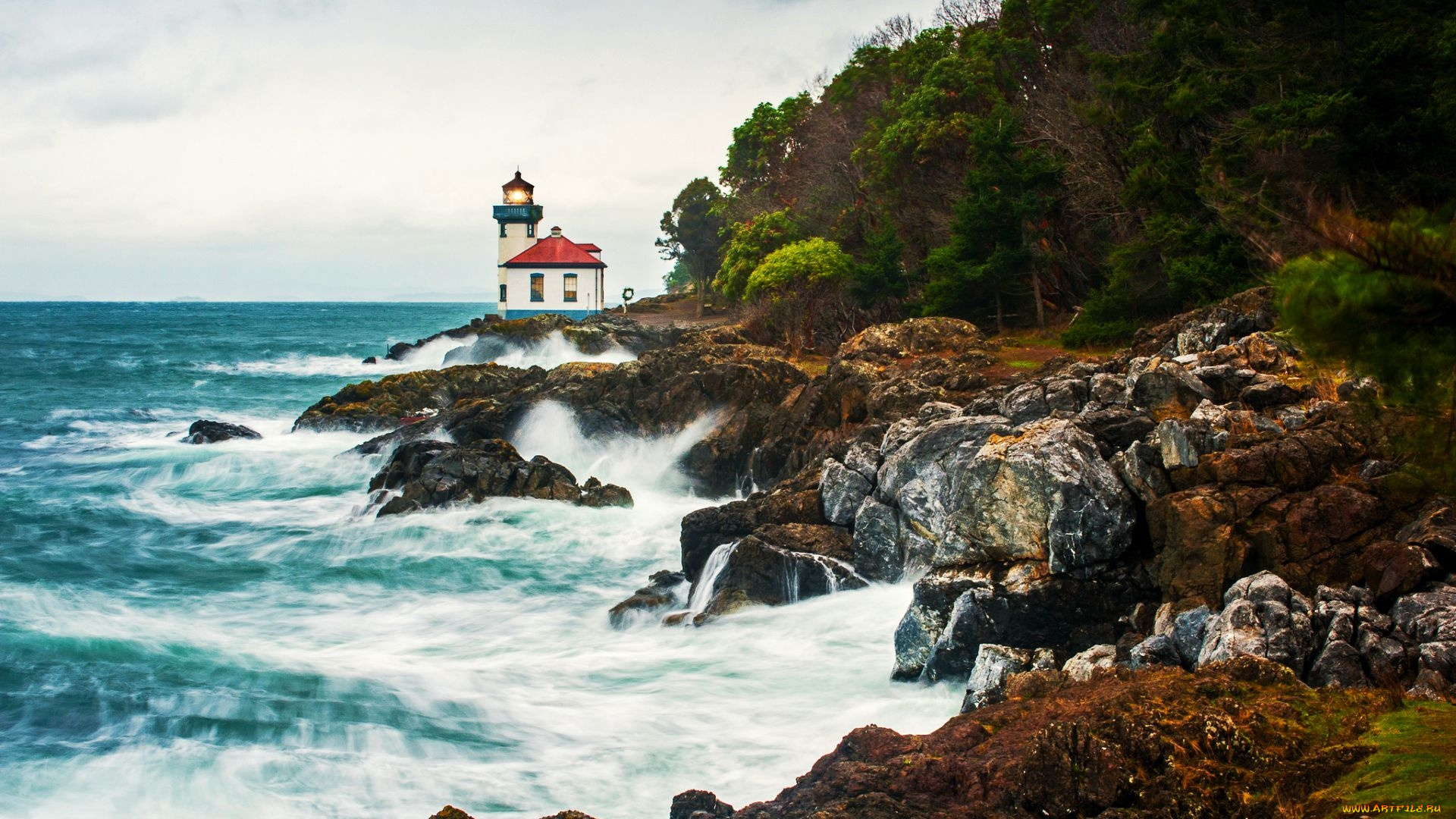 lime, kiln, lighthouse, san, juan, island, washington, природа, маяки, lime, kiln, lighthouse, san, juan, island