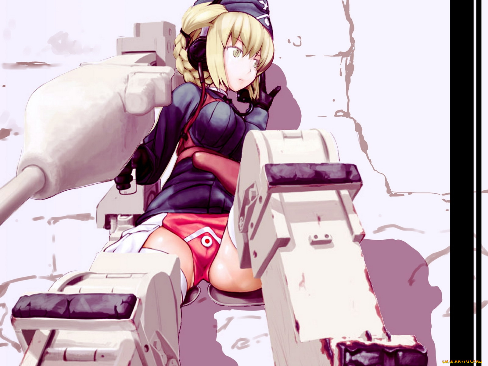 аниме, weapon, blood, technology, робот, оружие, девушка