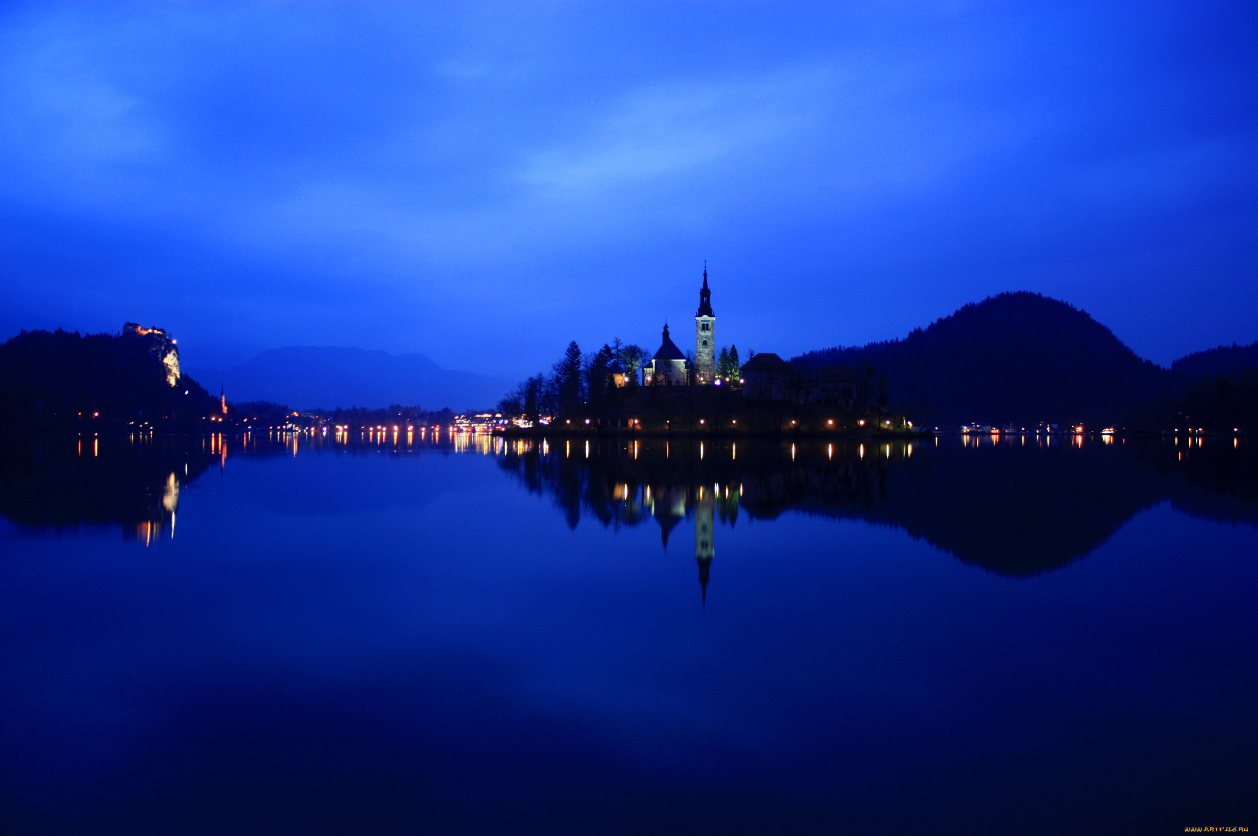 lake, bled, slovenia, города, блед, словения