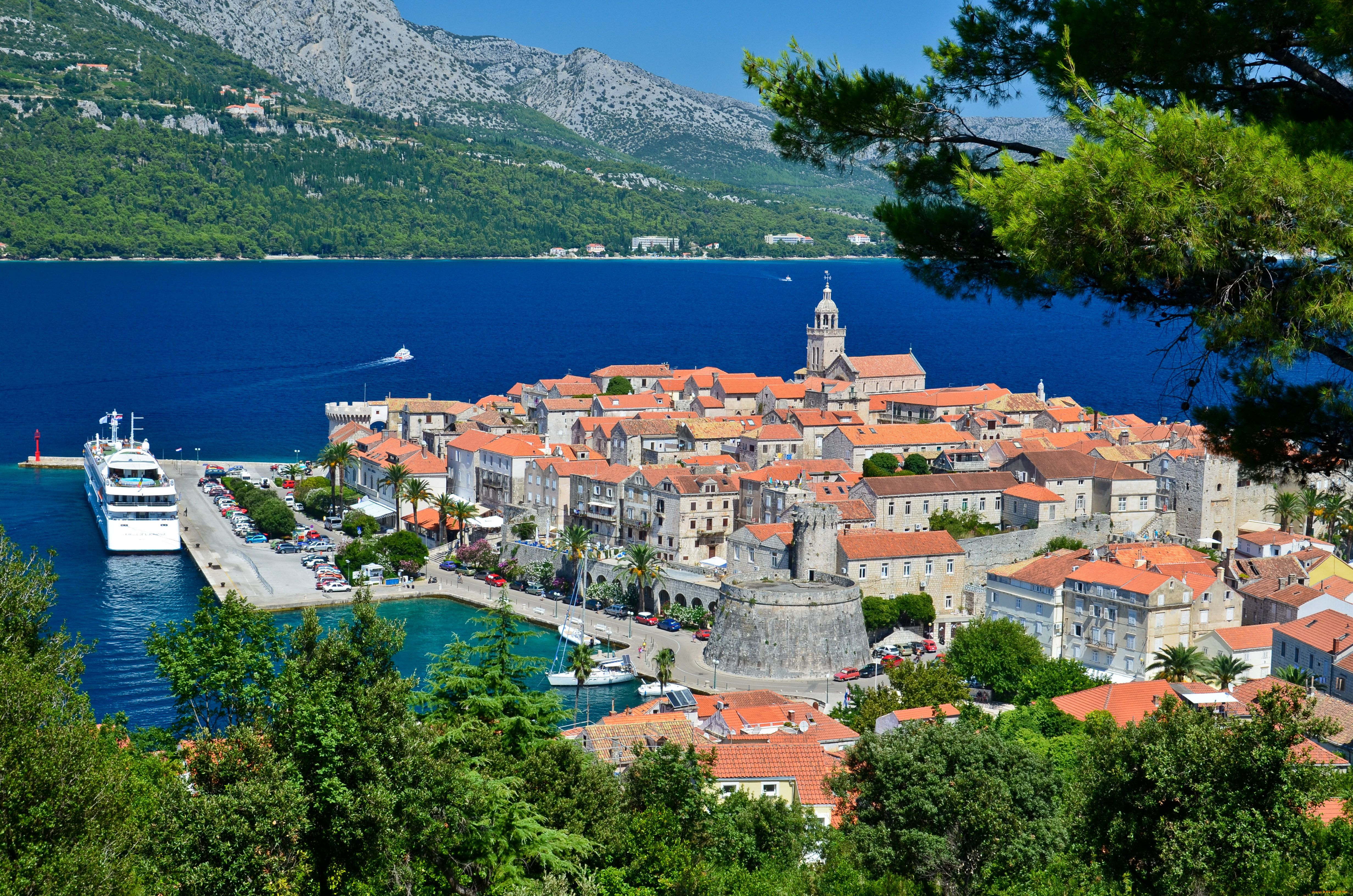 korcula, croatia, города, пейзажи, озеро, корчула, хорватия