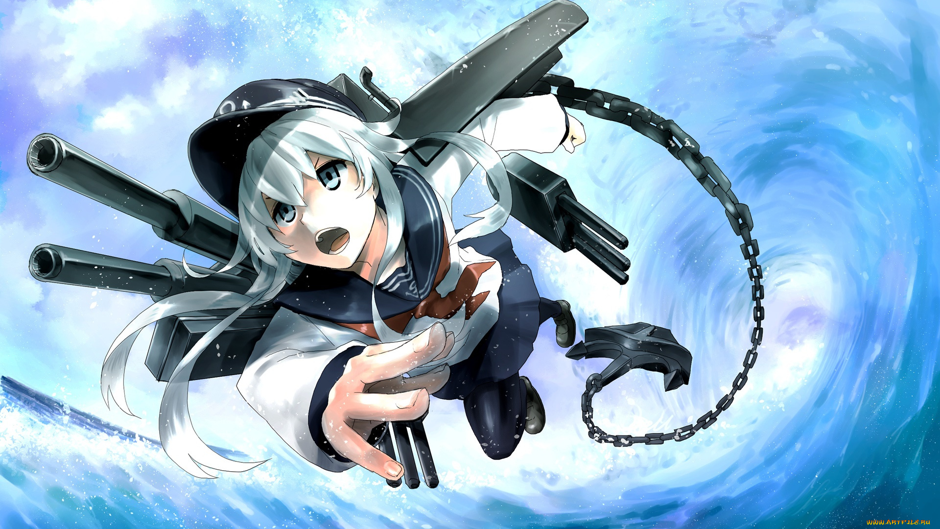 аниме, kantai, collection, девушка, фон, взгляд