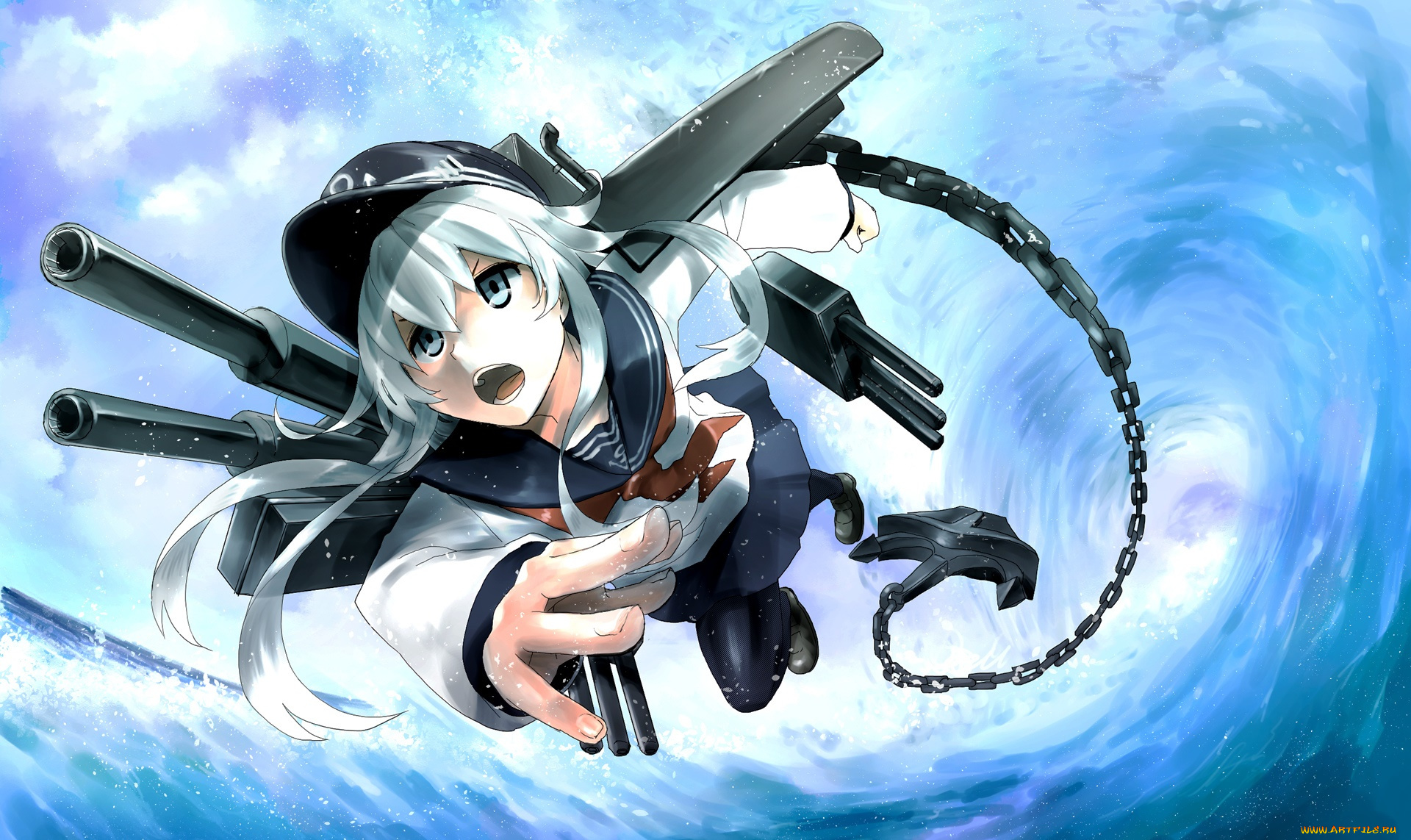 аниме, kantai, collection, девушка, фон, взгляд