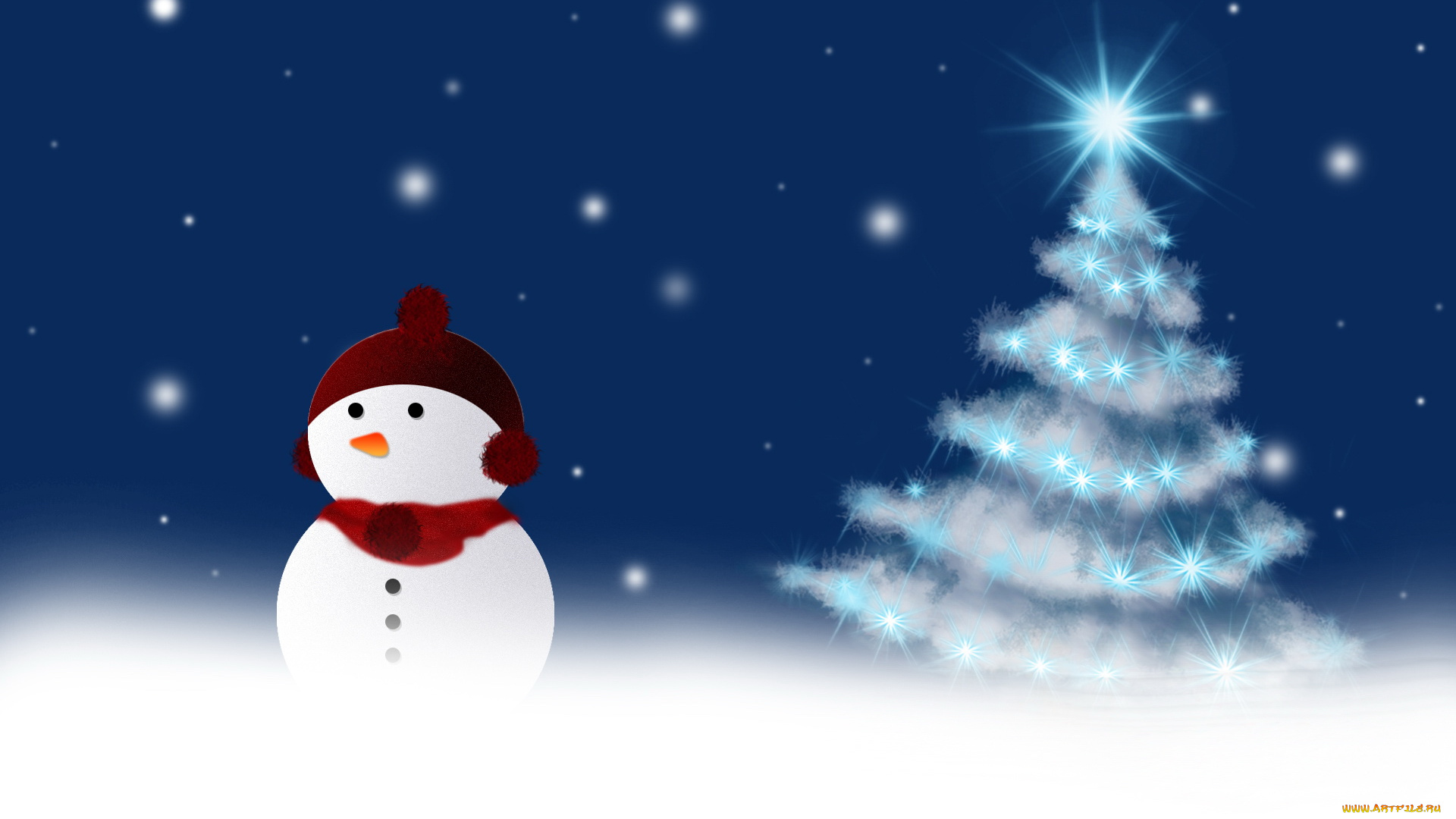 праздничные, векторная, графика, новый, год, снеговик, елка