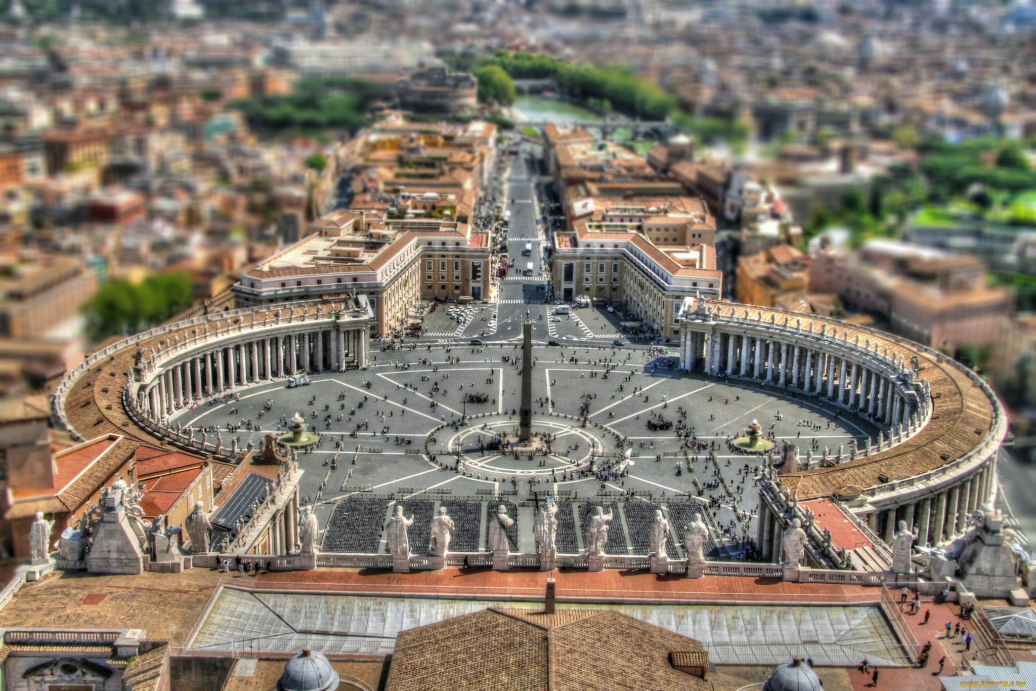 rome, -, saint, peter, города, рим, , ватикан, , италия, панорама, собор, площадь