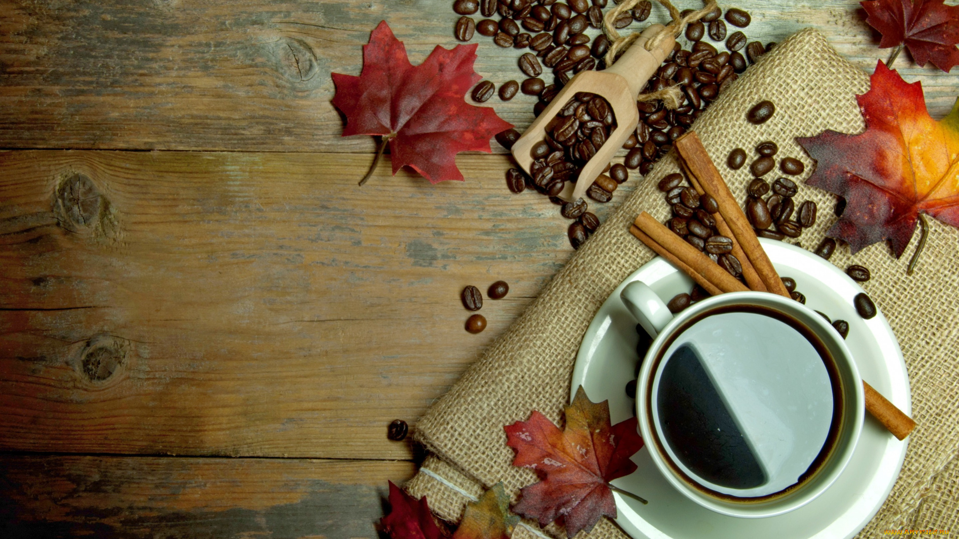 еда, кофе, , кофейные, зёрна, осень, корица, листья, чашка, autumn, leaves, cup, beans, coffee