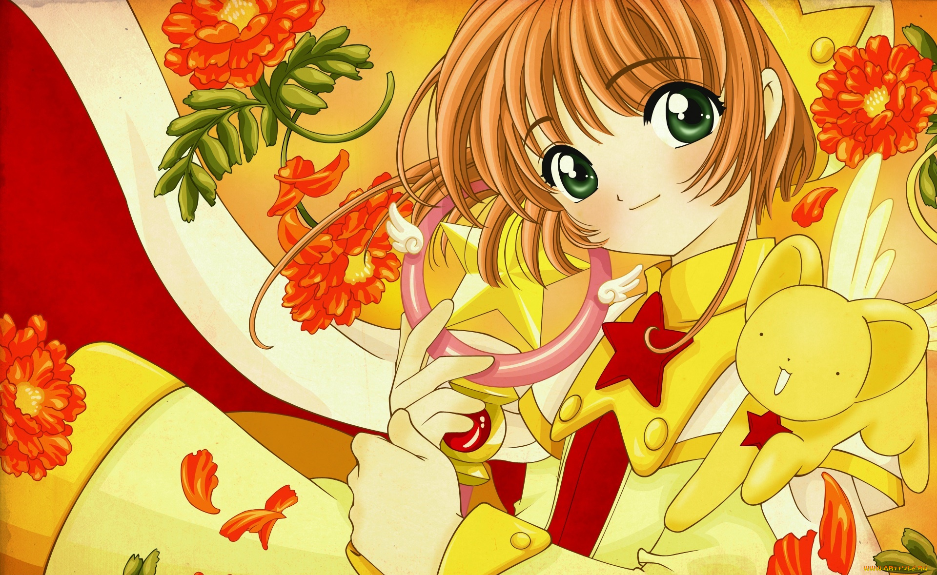 аниме, card, captor, sakura, фон, взгляд, девушка