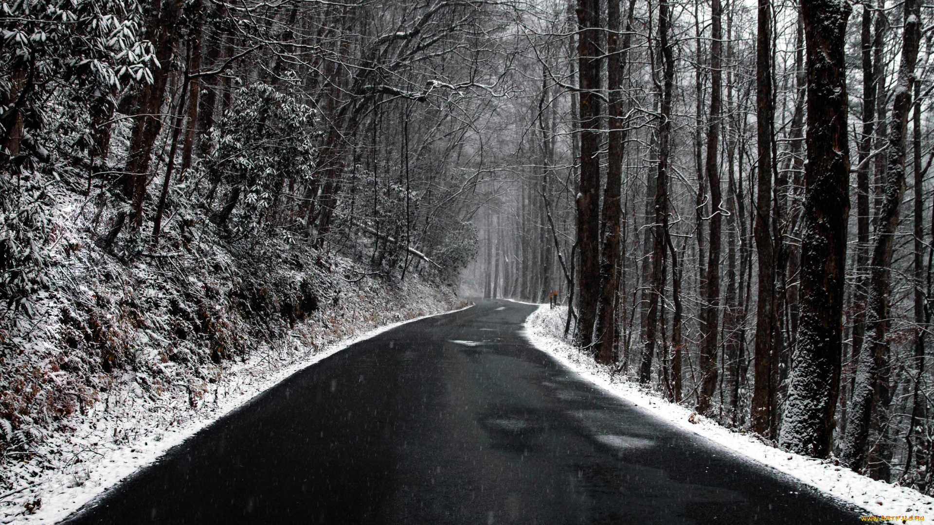 природа, дороги, шоссе, зимнее
