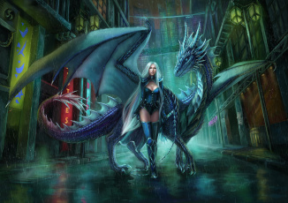 Картинка фэнтези красавицы+и+чудовища взгляд фон девушка униформа дракон