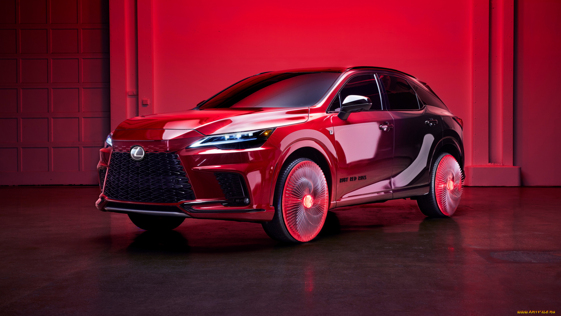 lexus, rx, 500h, f, sport, ruby, red, rims, 2022, автомобили, lexus, rx, 500h, f, sport, ruby, red, rims, 2022, лексус, модельер, харрис, рид, колесные, диски, особая, отделка, кузова