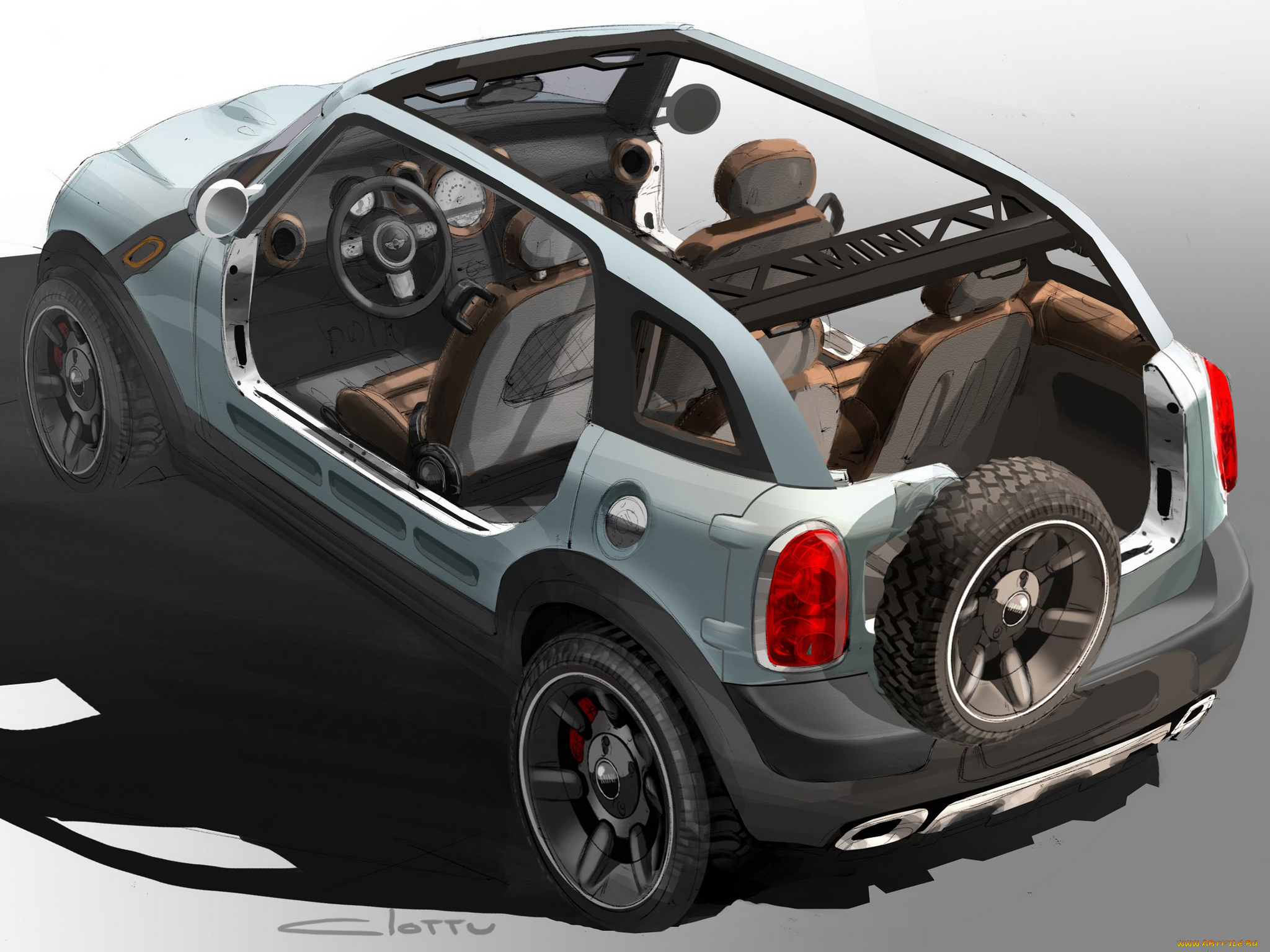 mini, bachcomber, concept, автомобили, рисованные