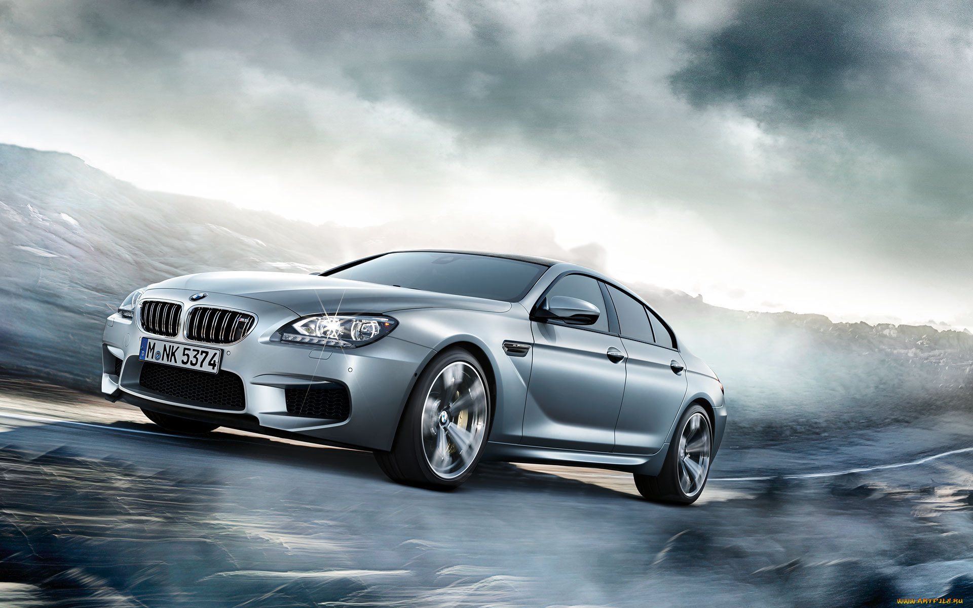 автомобили, bmw, mpower, tuning, motion, sky, clouds, road, m6, gran, coupe