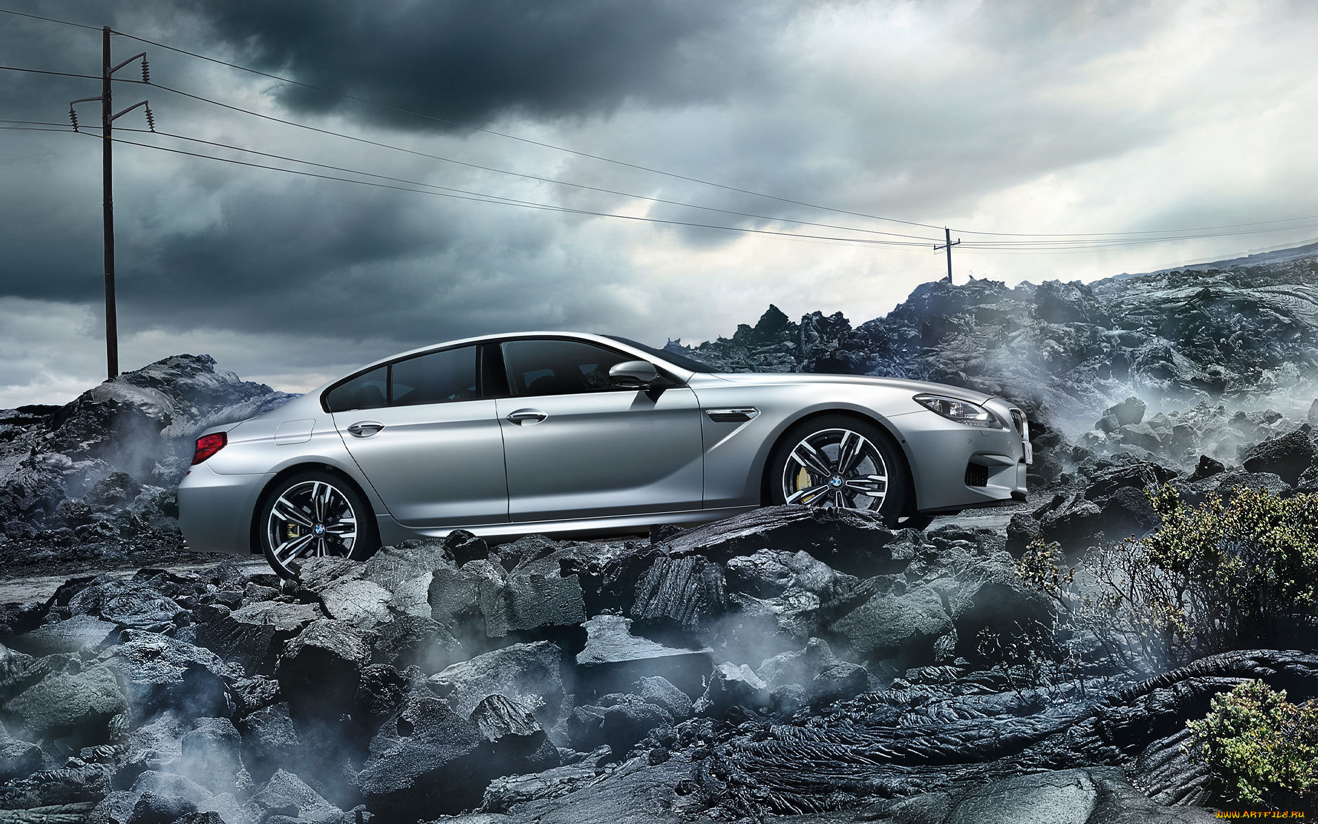 автомобили, bmw, road, rock, tuning, mpower, coupe, clouds, sky, motion, gran, m6