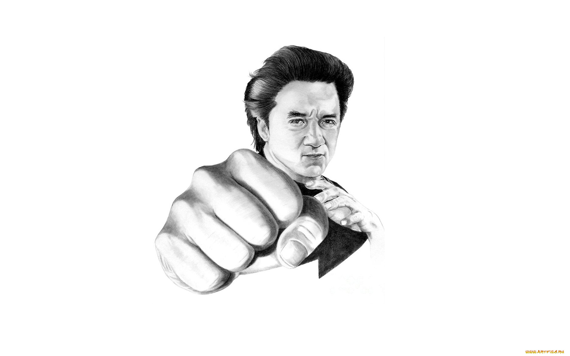 джеки, Чан, рисованные, люди, чан, jackie, chan, кулак, удар