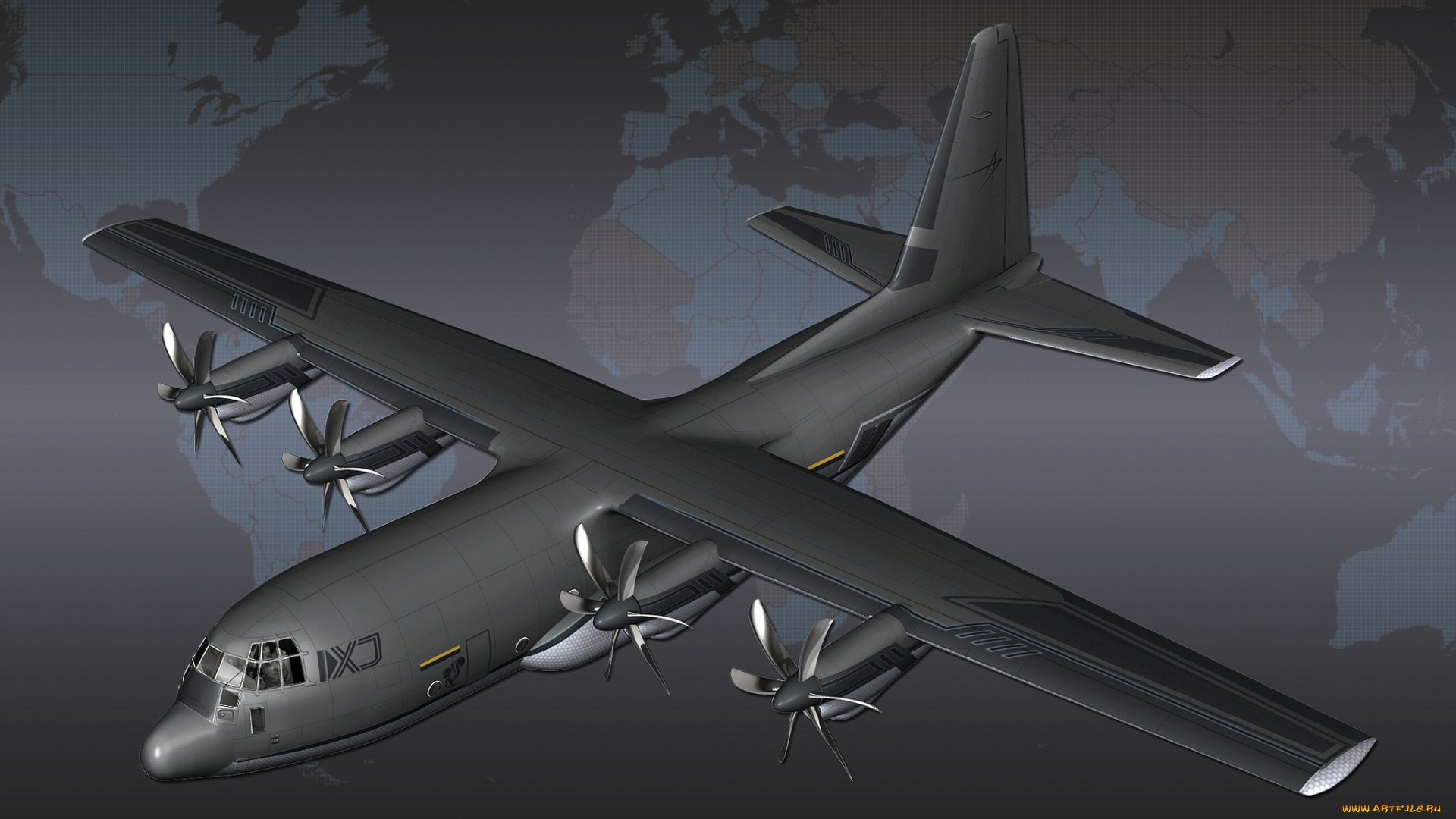 c-130, авиация, 3д, рисованые, v-graphic, самолет, карта