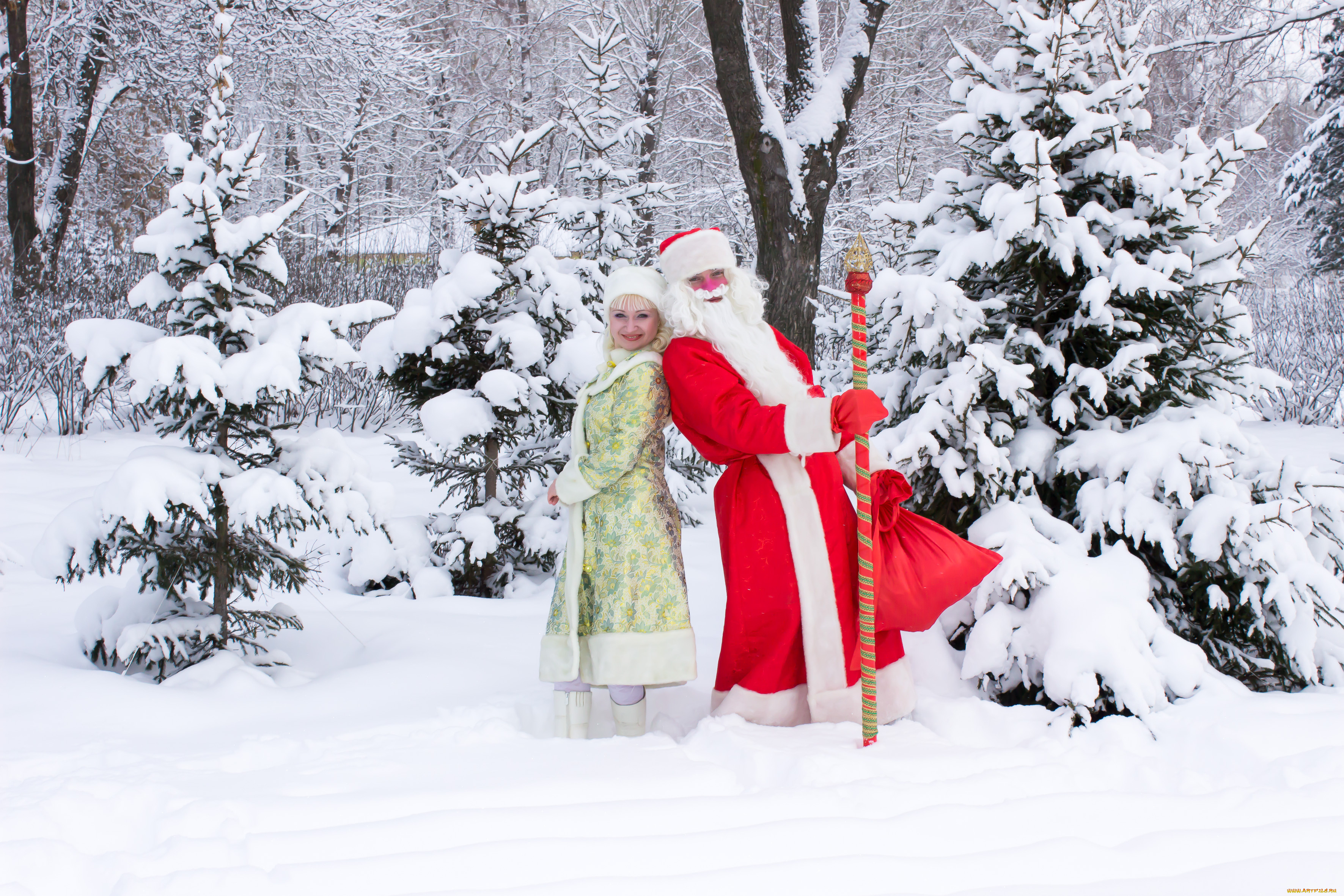 Праздник Новый Год 2014 свечи Дед Мороз снегурочка зима скачать