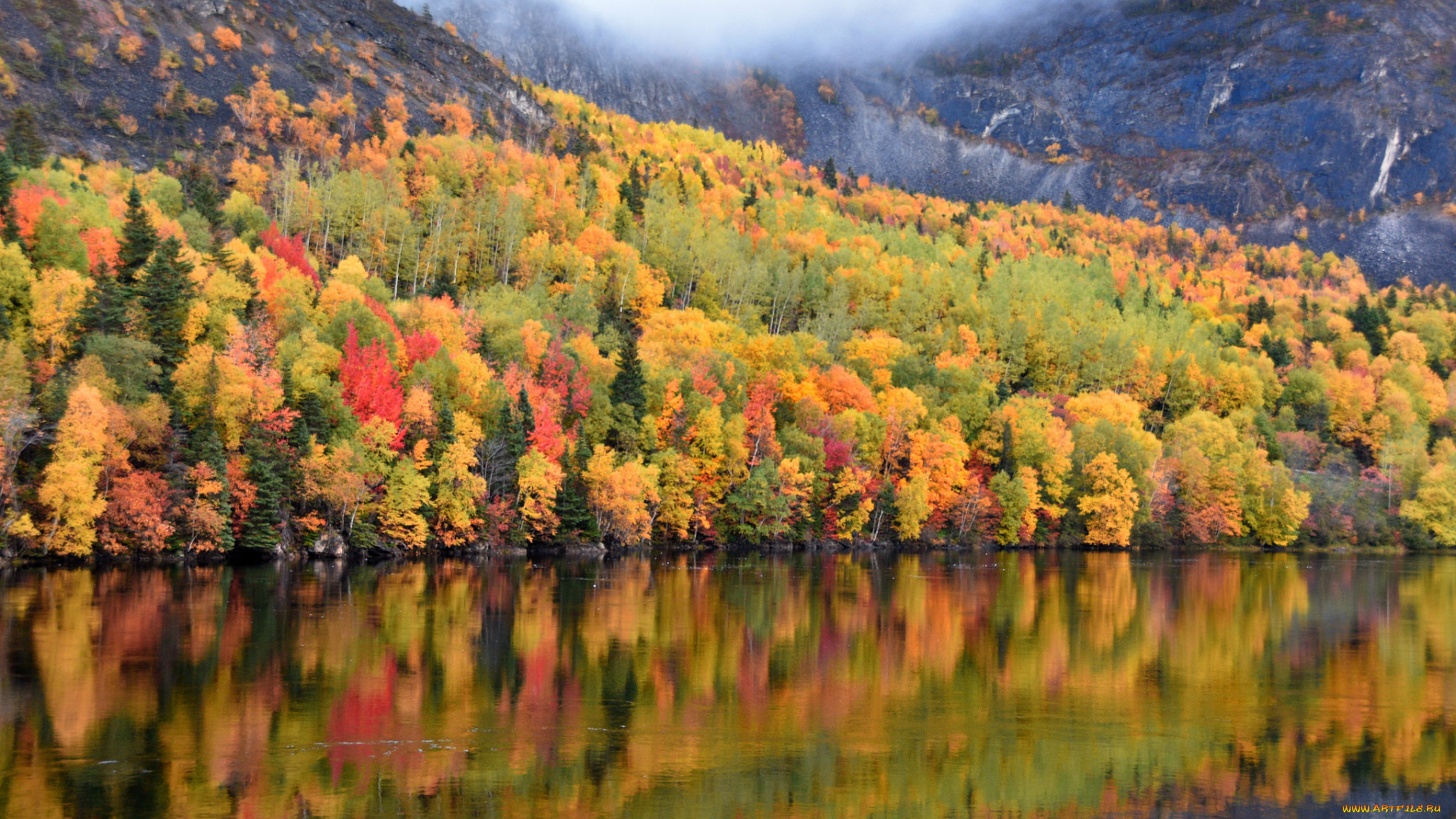 природа, реки, озера, озеро, осень, отражение